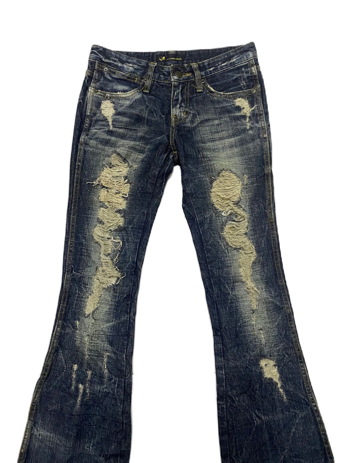If Six Was Nine THRASHED FLARE JAPAN BRAND JURIANO JURRIE RIPPED DENIM Size US 31 - 4 Thumbnail