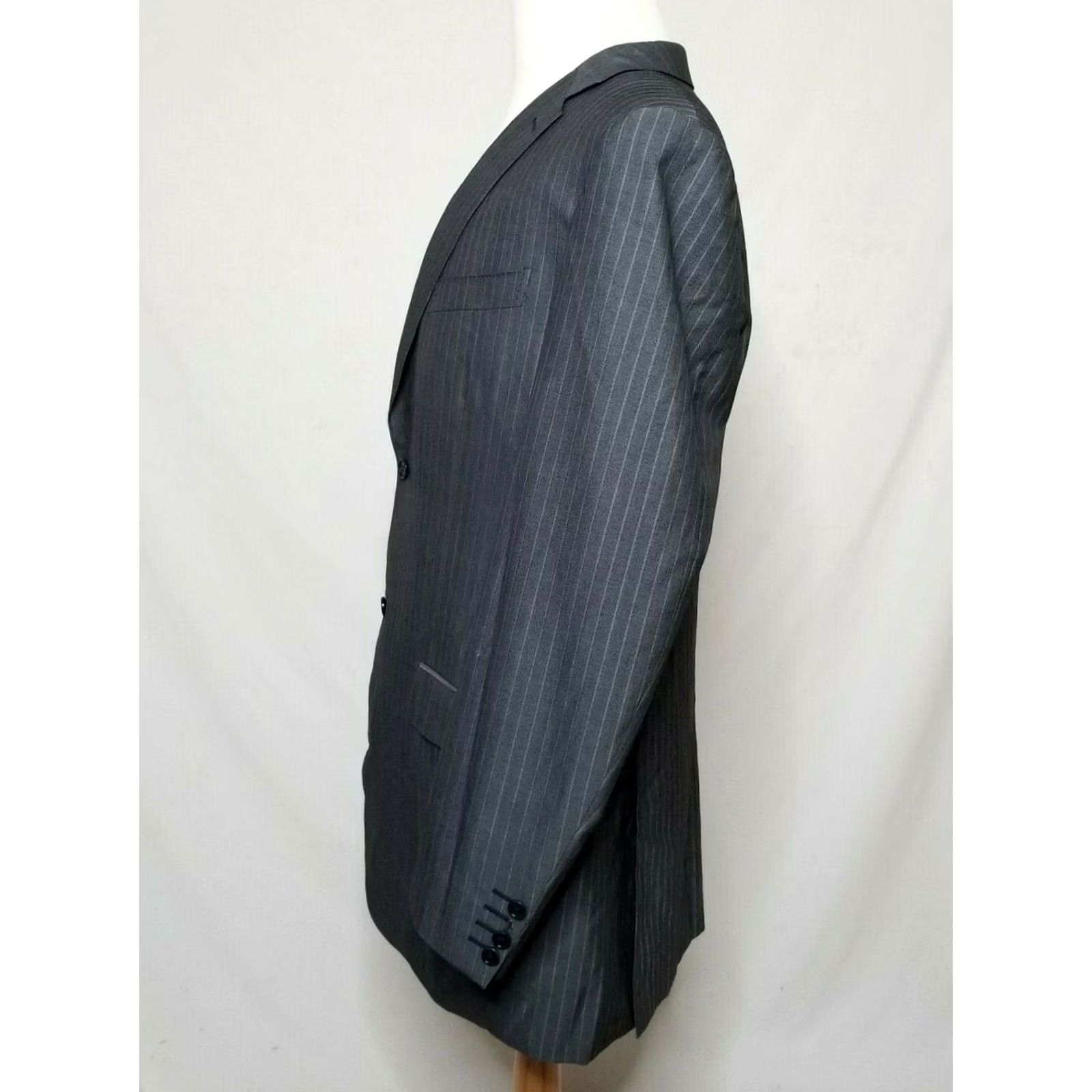 Canali Canali Mens Suit Jacket Gray Pinstripe Wool 54L / 44L Blazer Sport Coat Two Button Size 54R - 2 Thumbnail