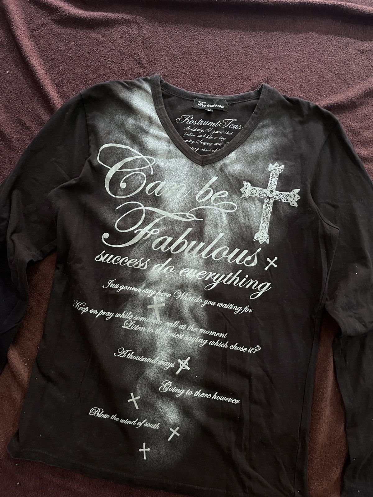Japanese Brand Smokes For Tommorow Cross poem v neck Size US M / EU 48-50 / 2 - 2 Thumbnail