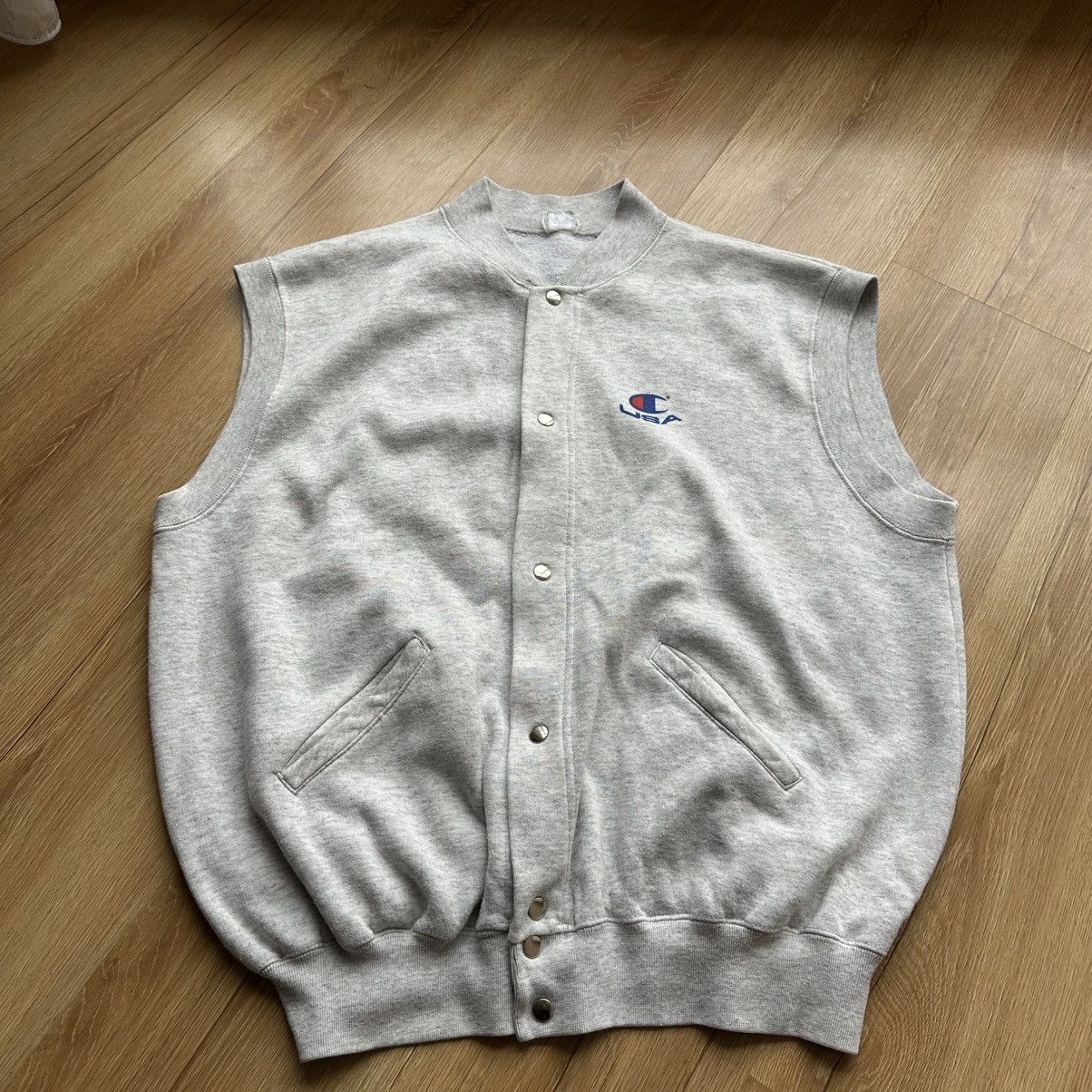 Champion Vintage Champions 90s Reverse Weave Button Vest Sweatshirt Size US XL / EU 56 / 4 - 2 Thumbnail