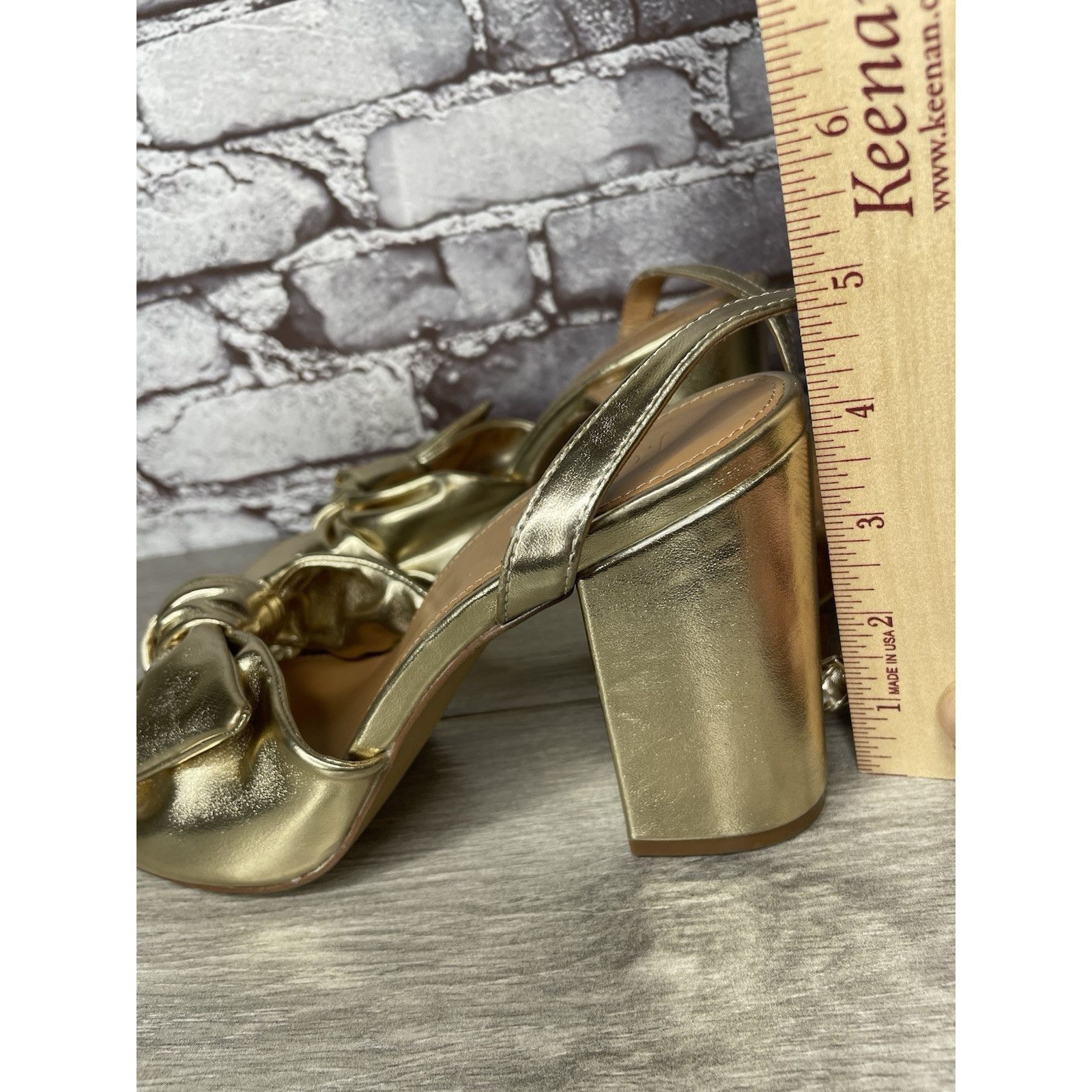 J.Crew J. Crew Gold Leather Knotted Heeled Ankle Strap Sandals Wome Size US 10.5 / IT 40.5 - 13 Thumbnail