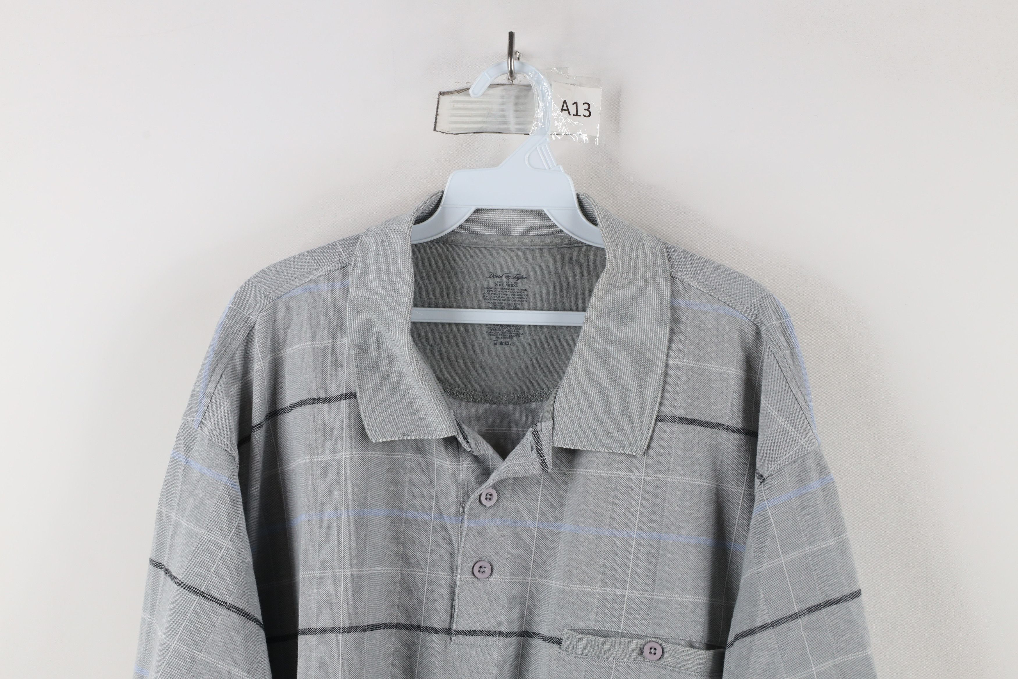 Vintage Vintage 90s Streetwear Pullover Polo Shirt Gray Plaid Size US XXL / EU 58 / 5 - 2 Thumbnail
