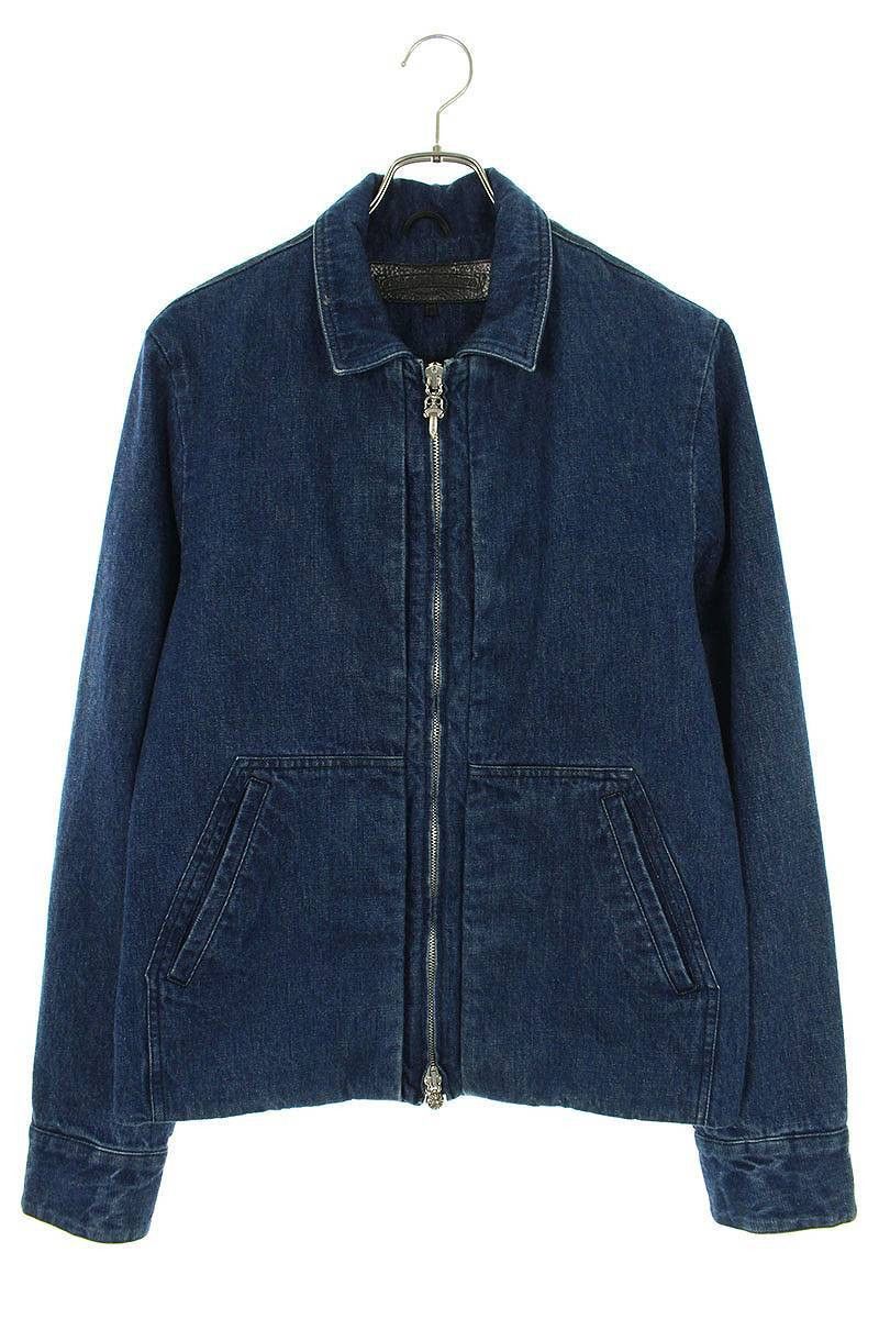 image of Chrome Hearts Zip Up Denim Jacket in Blue, Men's (Size Medium)