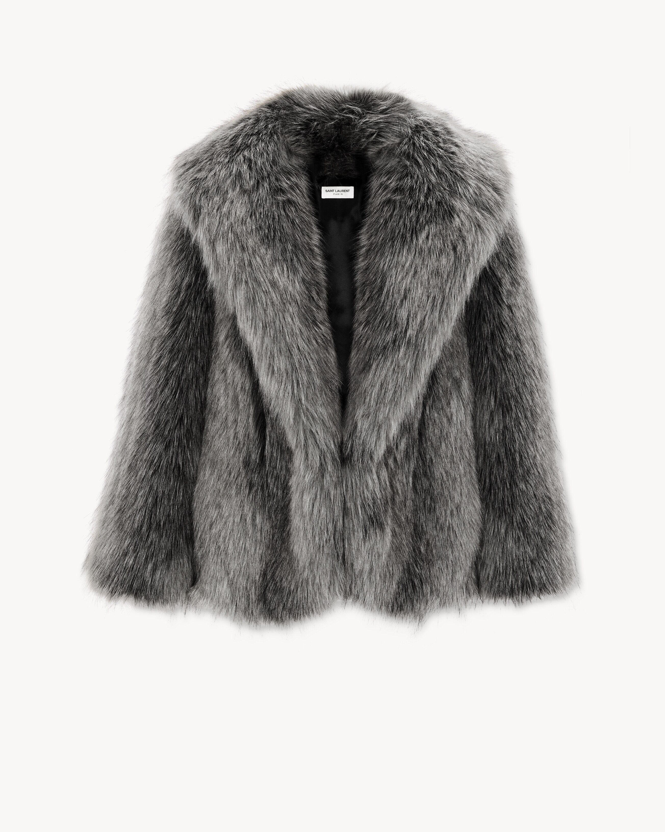 Saint Laurent Paris o1bcso1str0325 Short Coat In Animal Free Fur in Grey Size M / US 6-8 / IT 42-44 - 1 Preview