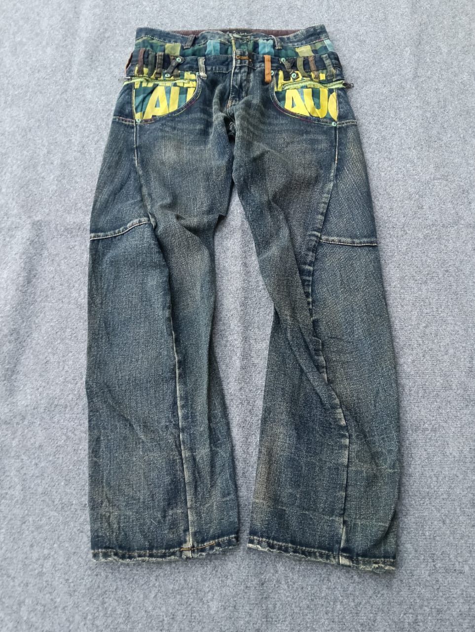 Japanese Brand BreathMINt Double Waist Twist Denim Pants.
