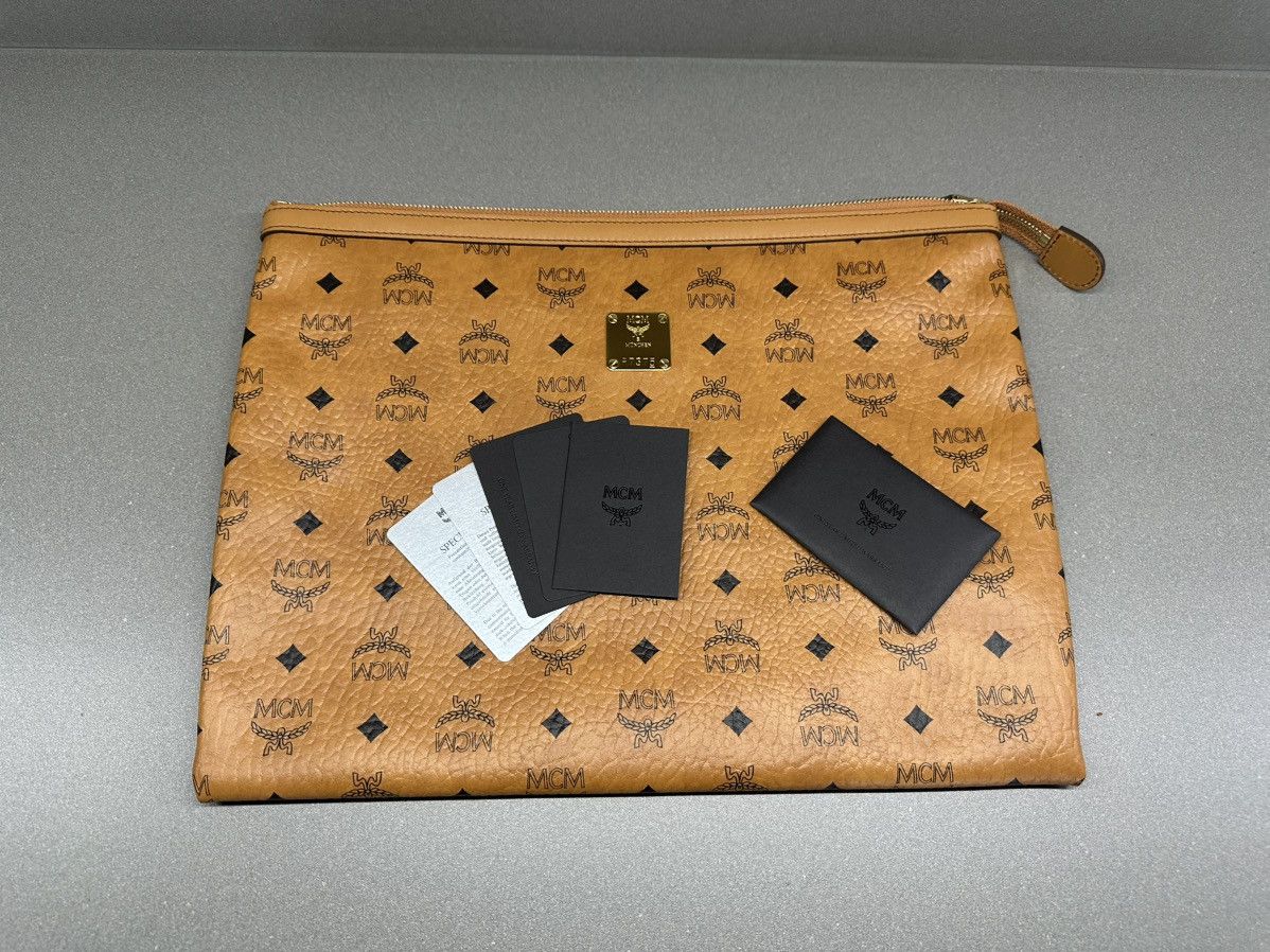 MCM MCM Visetos Large Zip Pouch Cognac Size ONE SIZE - 12 Thumbnail