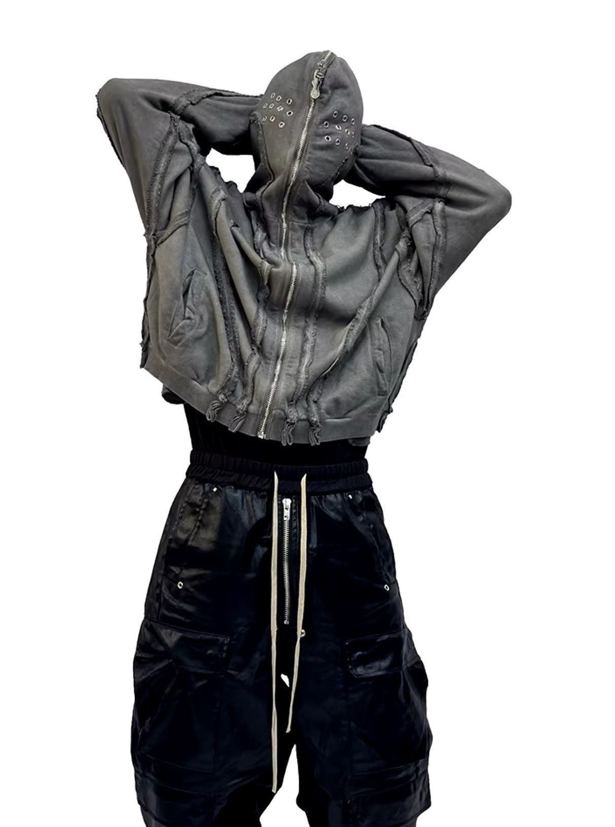 Designer Outdoor Streetwear Design Hole High Street Zipper Hoodie Size US L / EU 52-54 / 3 - 1 Thumbnail