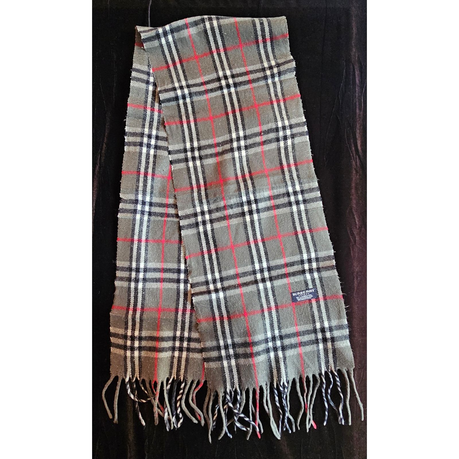 Burberry BURBERRYsLondon 100% Lambswool Gray Scarf Nova Check (2) Size ONE SIZE - 4 Thumbnail