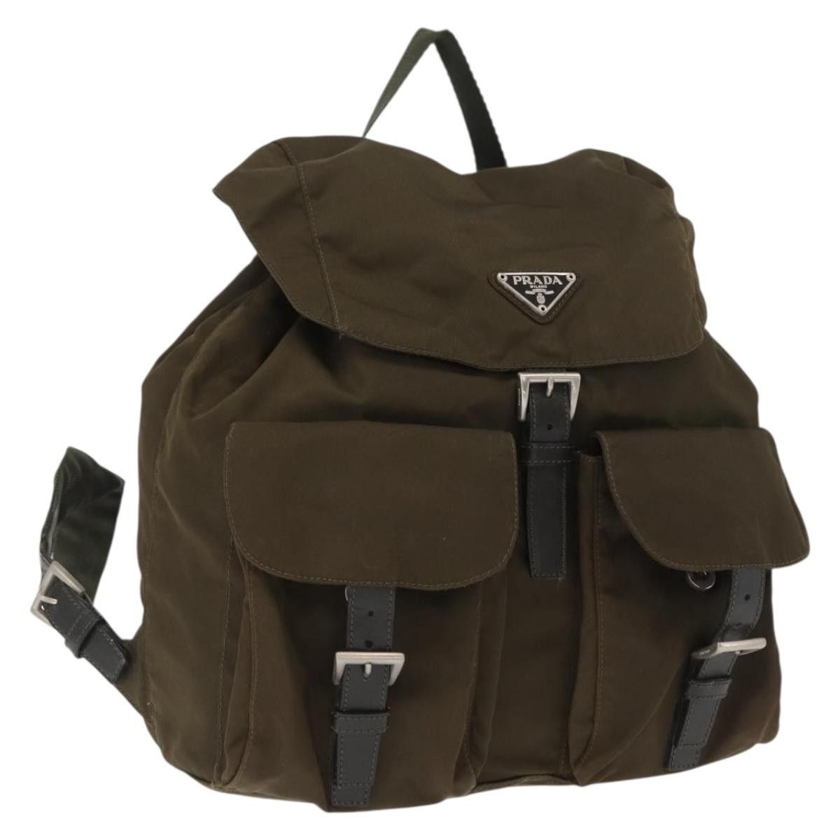 Prada PRADA Backpack Nylon Khaki Silver Auth 168394 - Jerrillo Size ONE SIZE - 1 Thumbnail