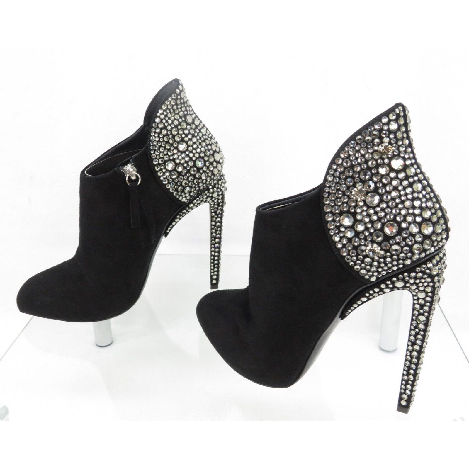 Giuseppe Zanotti LOPEZ FRIDA 120 BLACK SUEDE CRYSTALS ZIP BOOTIE PUMPS 40 Size US 10 / IT 40 - 1 Thumbnail