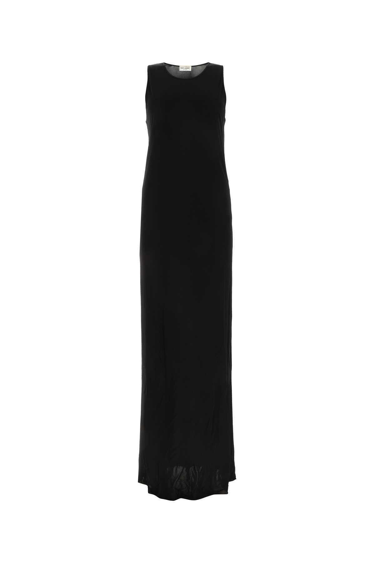 Saint Laurent Paris o1s1wg111124 Long Tank Dress in Shiny Jersey in Black Size S / US 4 / IT 40 - 1 Thumbnail