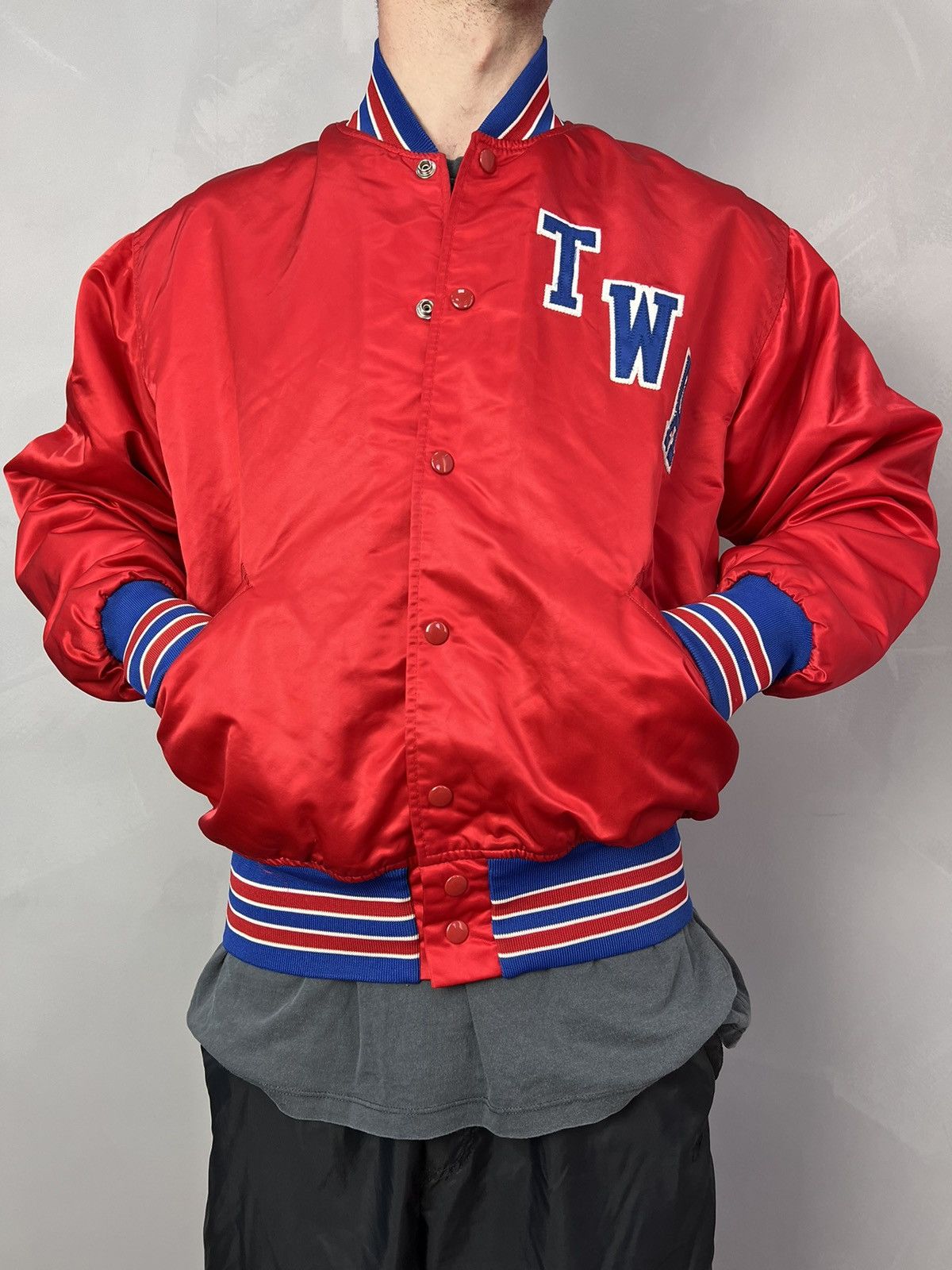 Vintage Vintage 80s SATIN USA Varsity Bomber Jacket Size US L / EU 52-54 / 3 - 7 Thumbnail