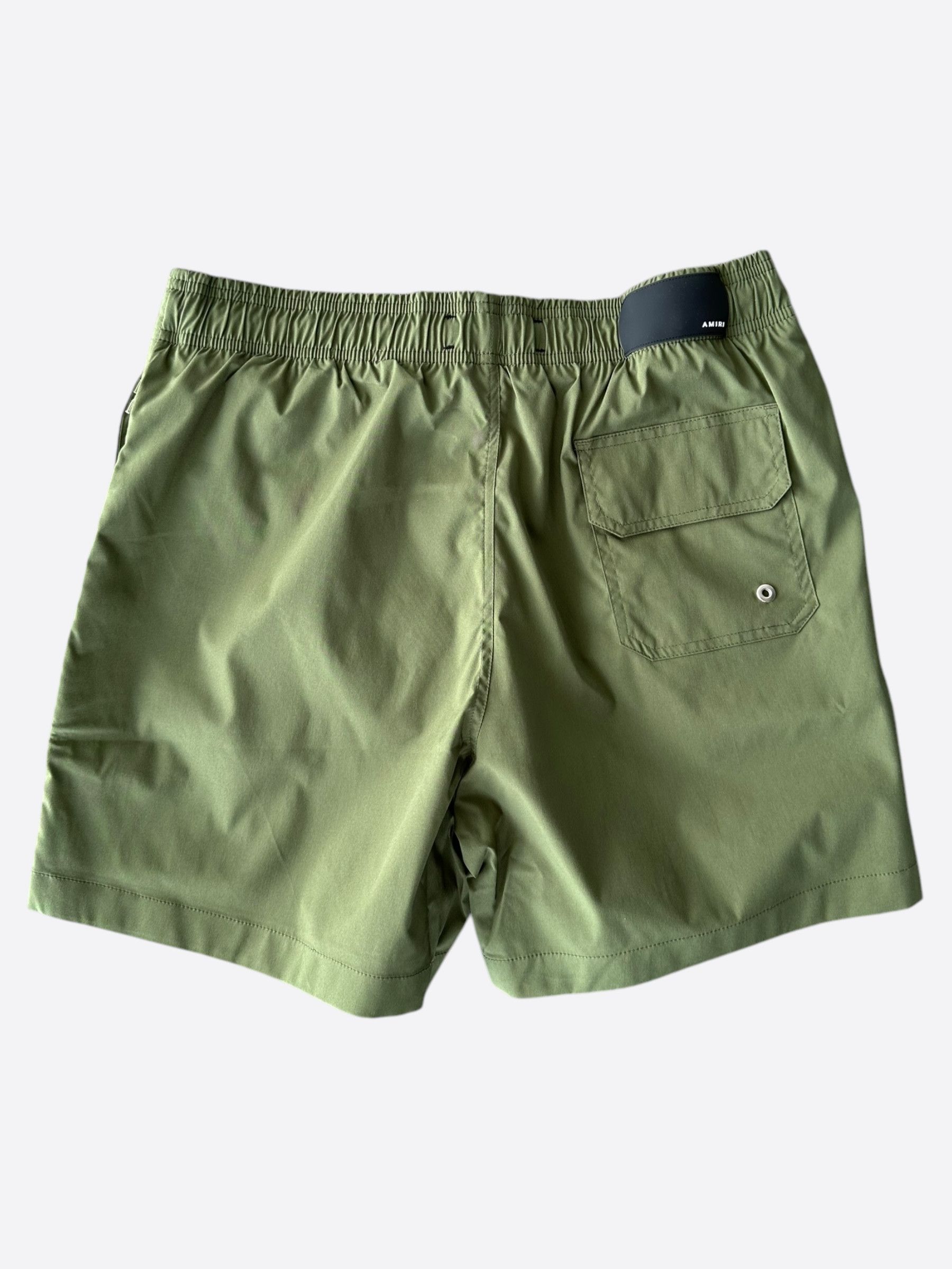 Amiri Amiri Military Green & White Core Logo Swimshorts Size US 38 / EU 54 - 2 Thumbnail
