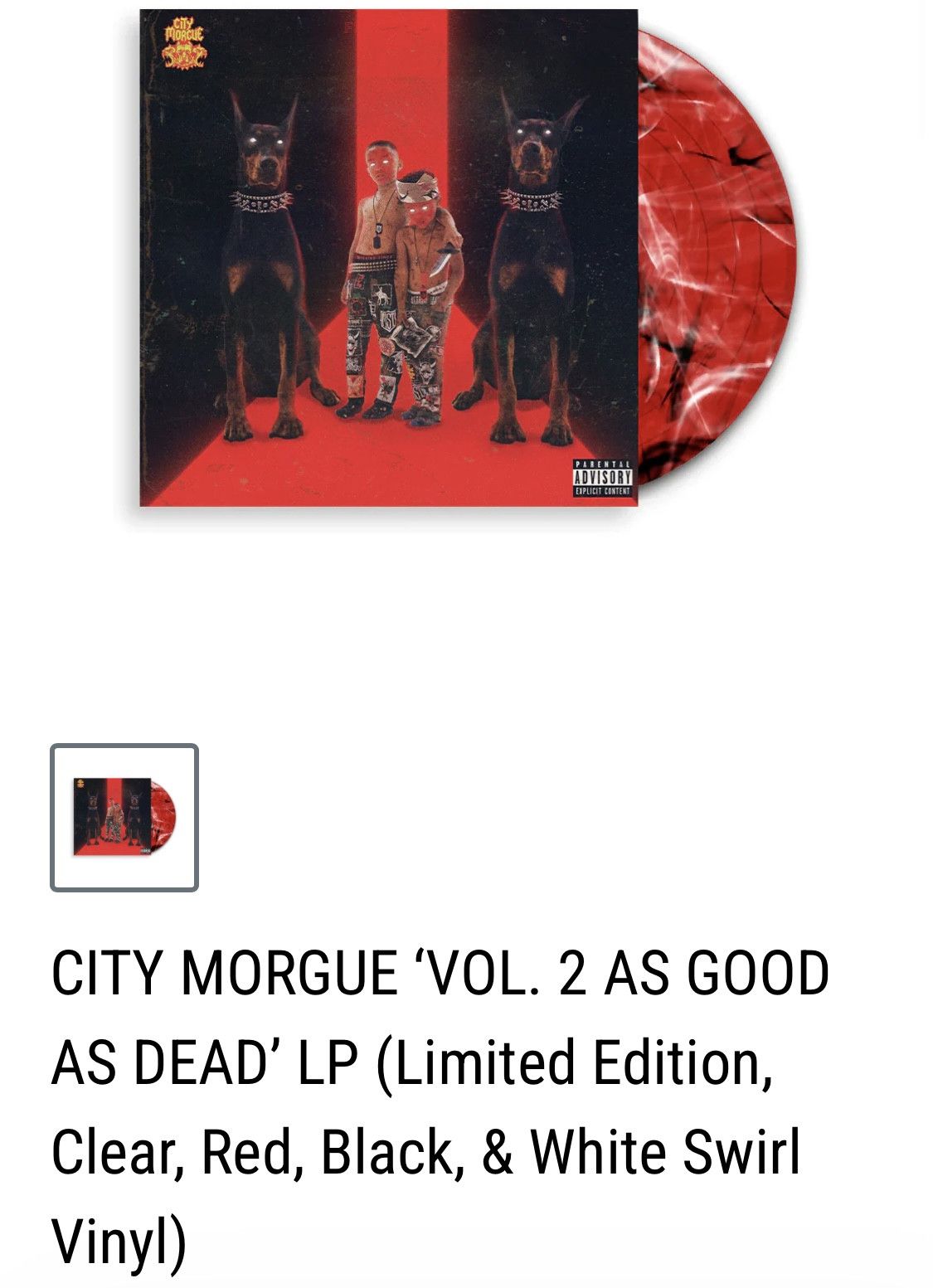 City Morgue City morgue as good as dead vol.2 vinyl album Zillakami Sos Size ONE SIZE - 1 Thumbnail