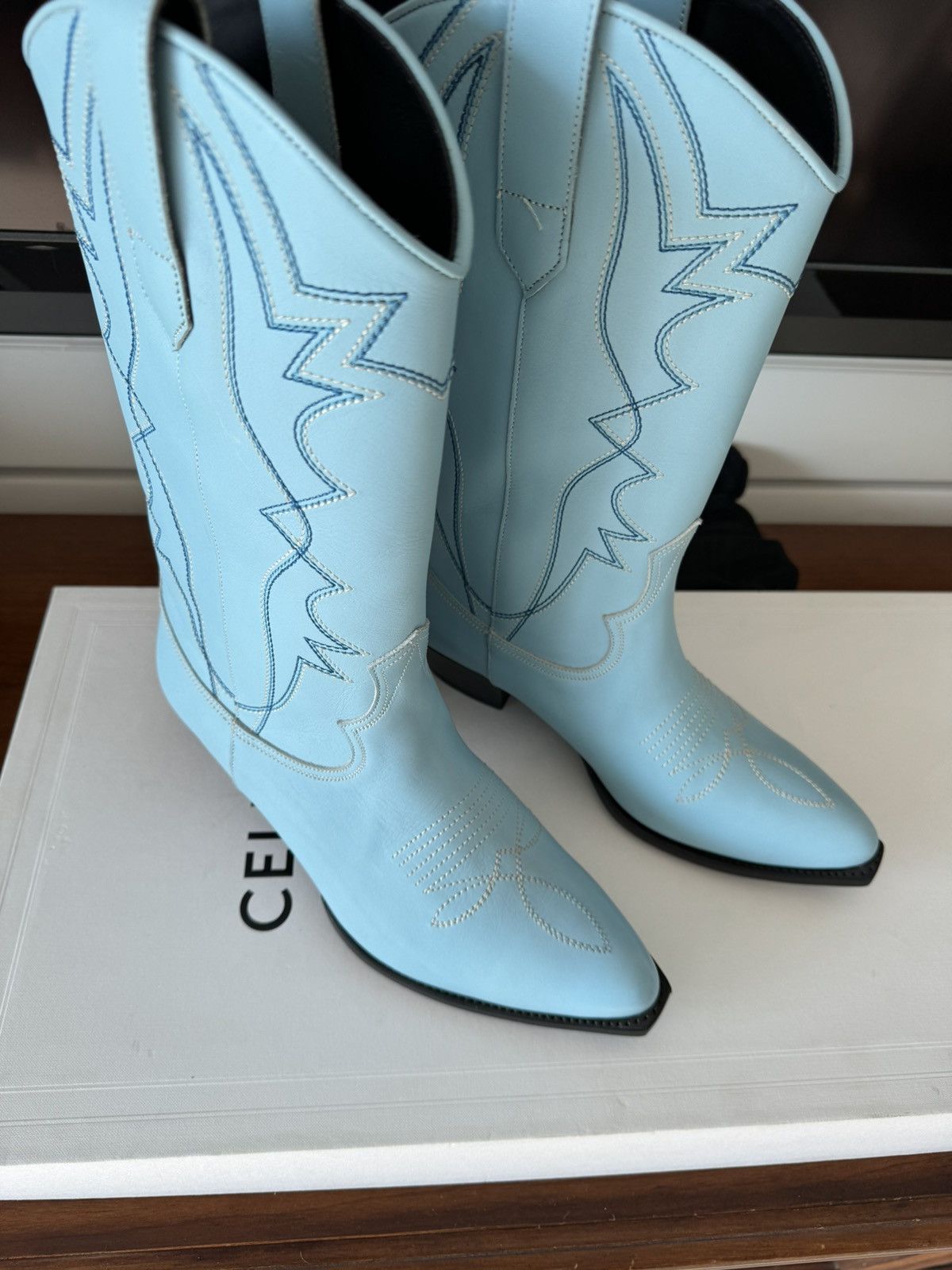 Celine × Hedi Slimane Grail-SS22 runaway western boots Size US 7 / EU 40 - 4 Thumbnail
