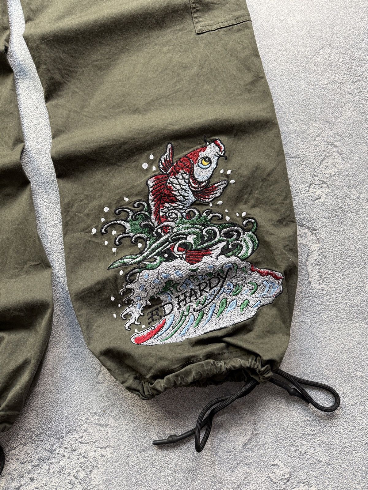 Ed Hardy Ed Hardy Pants Olive Logo Wide Leg Cargo Baggy Drill Size US 32 / EU 48 - 8 Thumbnail
