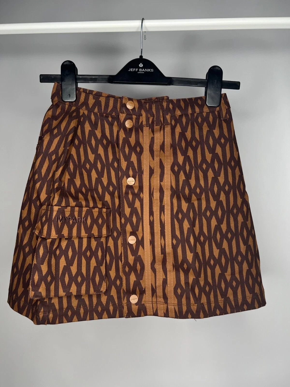 Ivy Park X Adidas Monogram Jeans Short Skirt Wild Brown