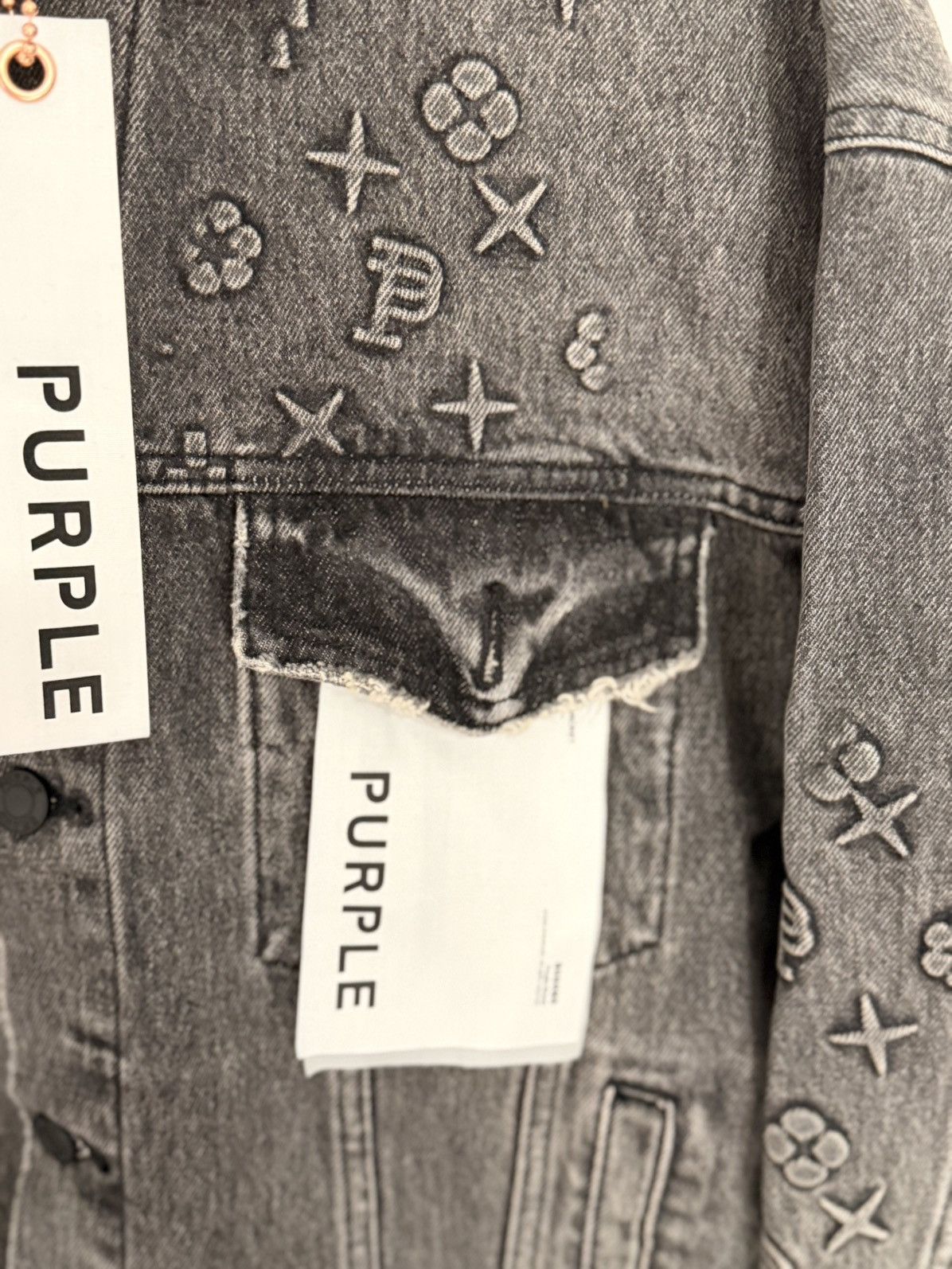 Purple Brand Purple Brand Men's Embroidered Grey Denim Jacket Size US M / EU 48-50 / 2 - 3 Thumbnail