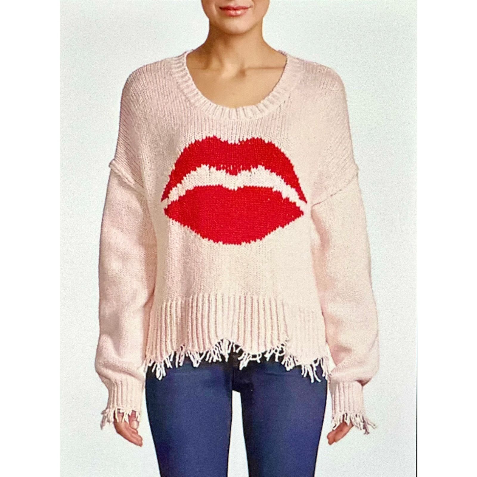 Wildfox WildFox 'First Kiss' Long Sleeve Frayed Cropped Sweater M Size M / US 6-8 / IT 42-44 - 3 Thumbnail