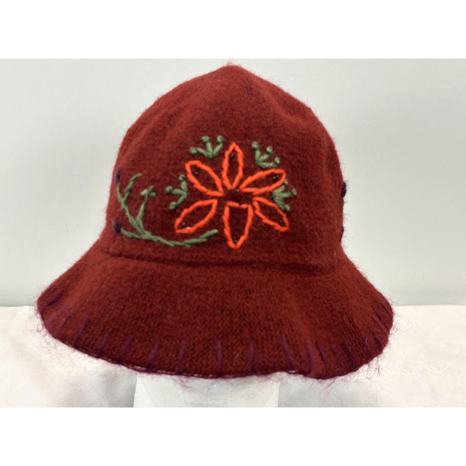 Gap Vtg Gap Wool Blend Bucket Hat Sz Small Medium Floral Embroidered Y2K 90’s Size ONE SIZE - 2 Thumbnail