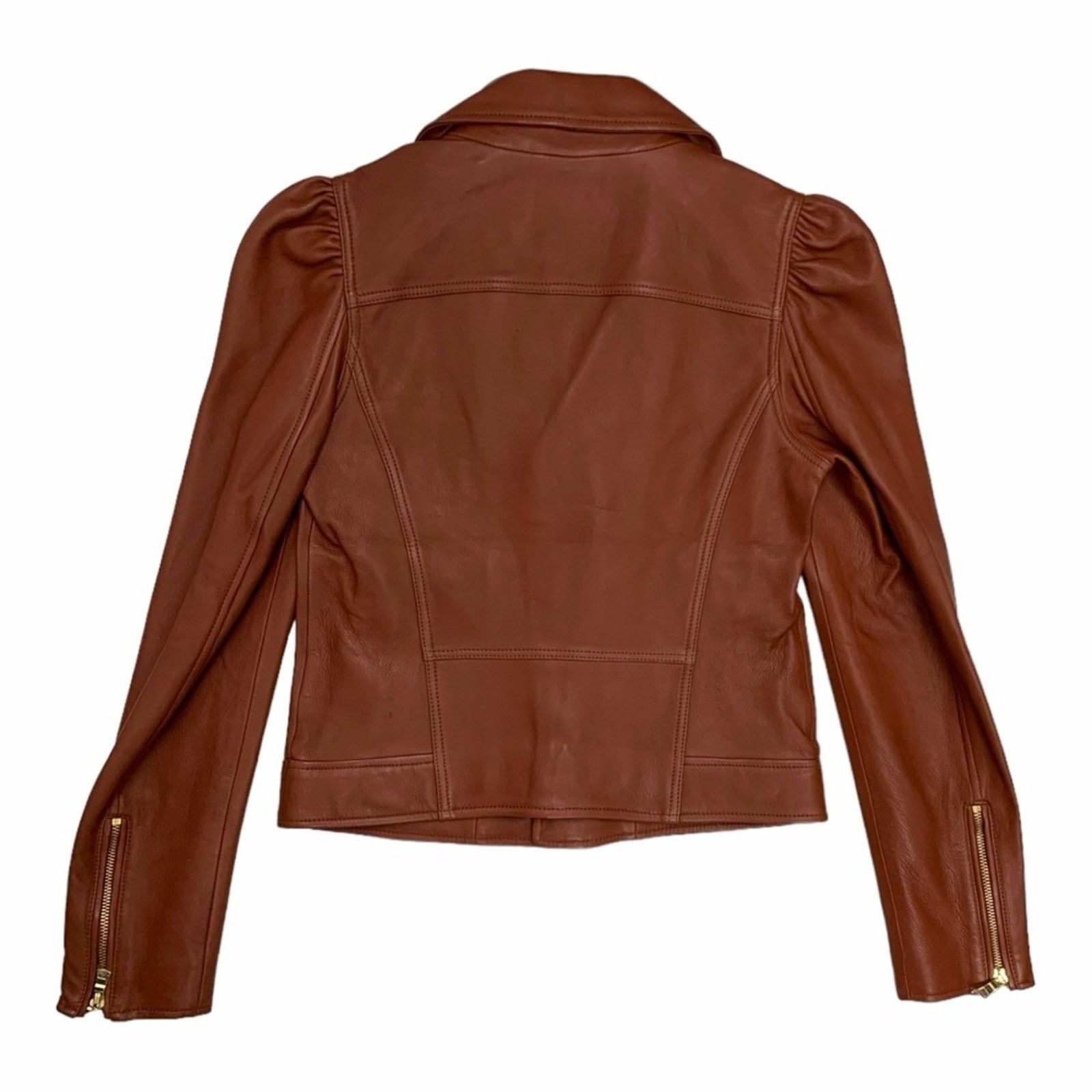 7 For All Mankind 7 For All Mankind Leather Puff Sleeve Moto Jacket in Spice Size S / US 4 / IT 40 - 6 Thumbnail