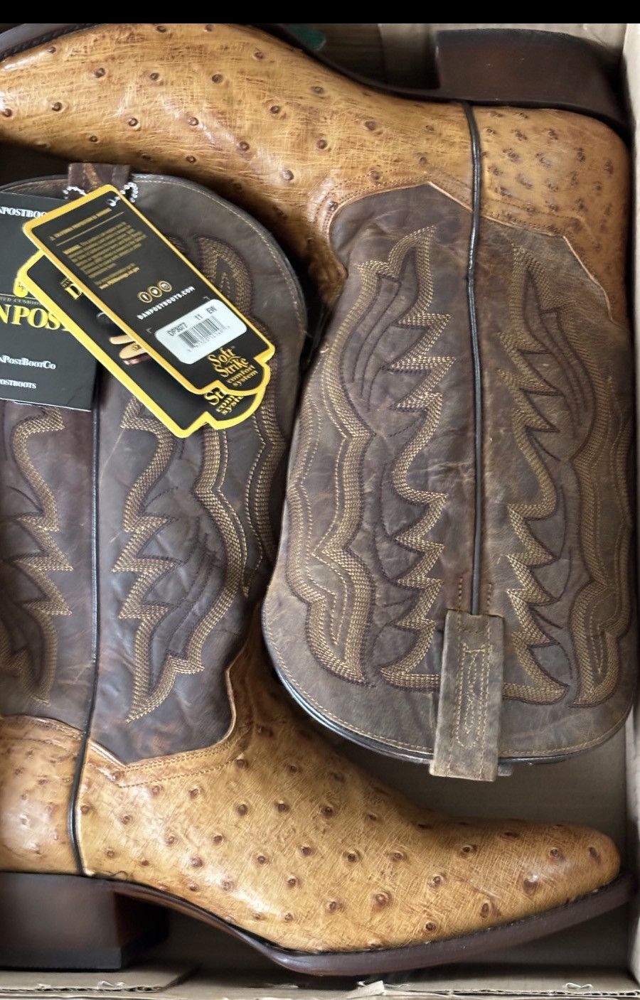 Dan Post Dan Post Gehrig Men's Saddle Western Ostrich Boots Size US 11 / EU 44 - 4 Thumbnail