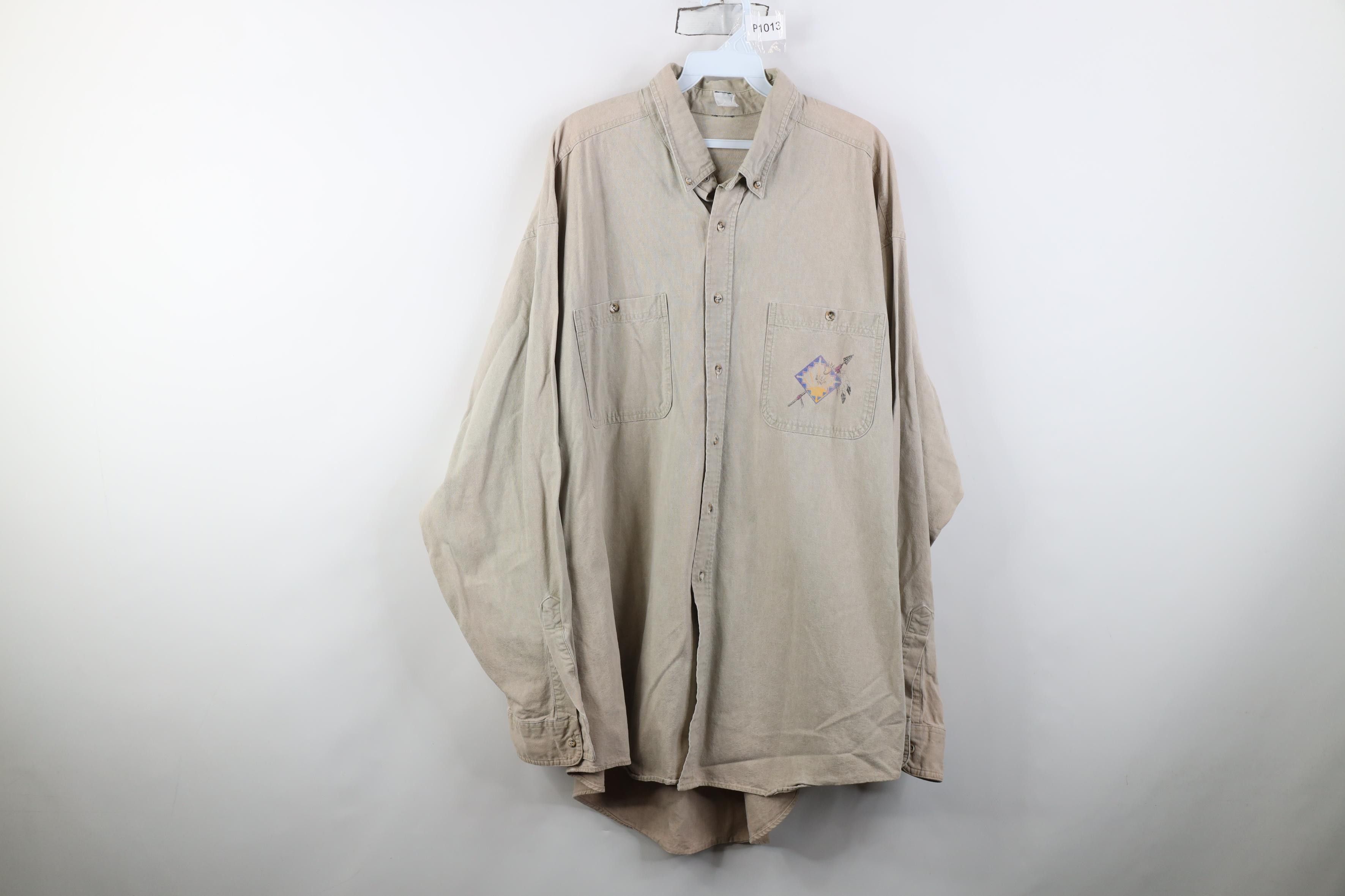 Vintage Vintage 90s Streetwear Stonewash Southwestern Feather Shirt Size US XXL / EU 58 / 5 - 1 Thumbnail