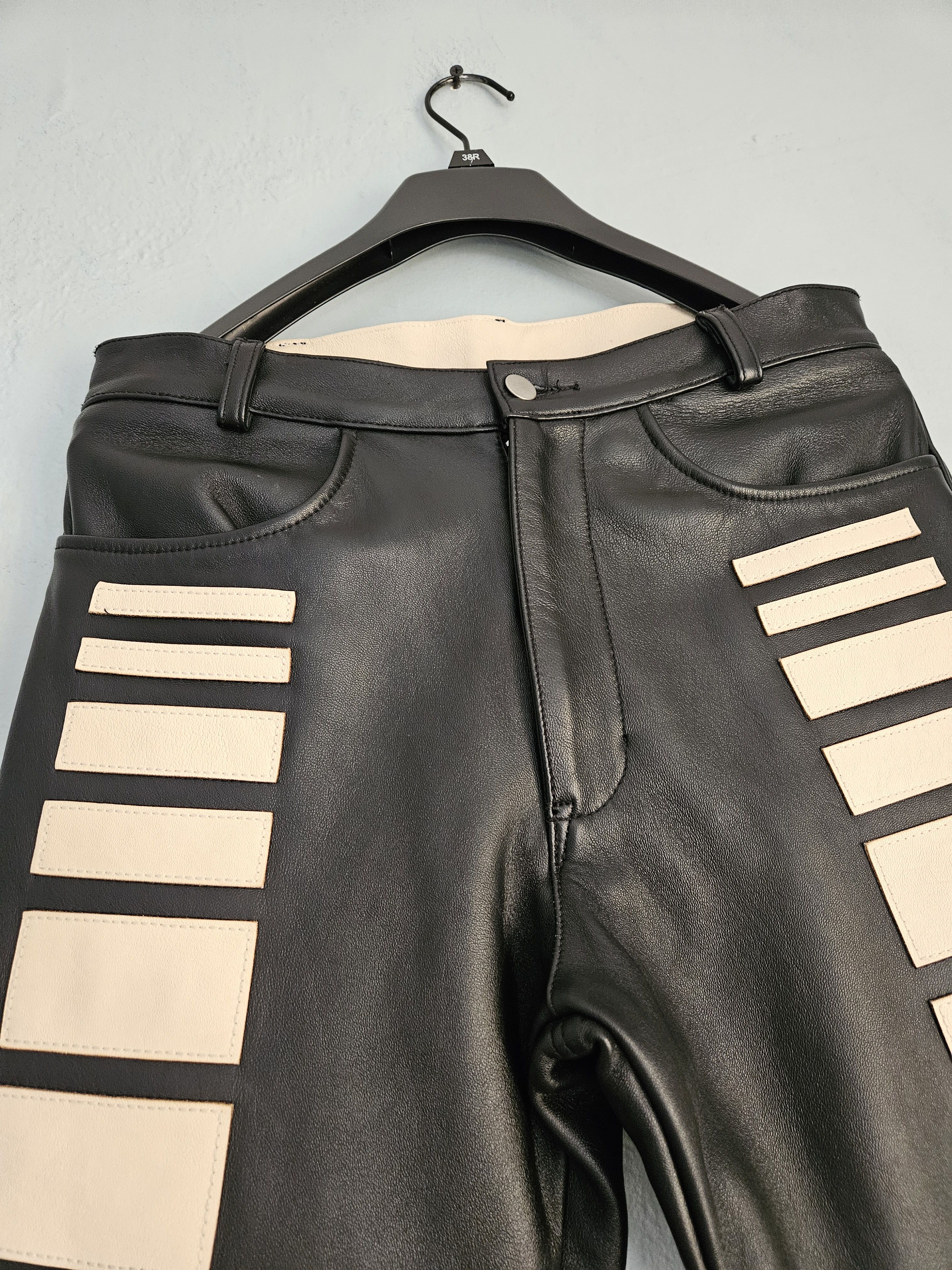 Satoshi Nakamoto Black Leather Moto Track Pants Size US 32 / EU 48 - 7 Thumbnail