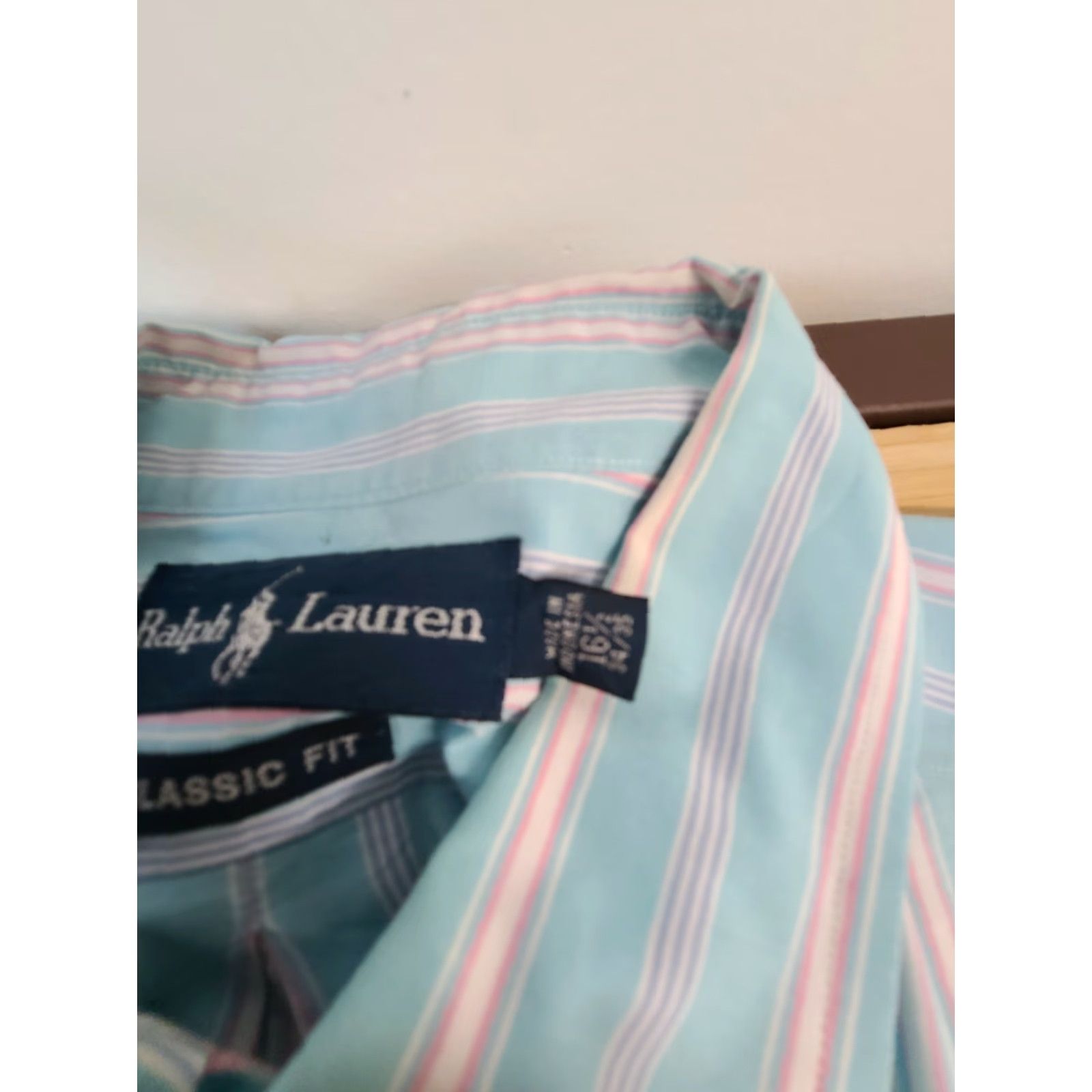 Polo Ralph Lauren Polo Ralph Lauren Shirt Men 16.5 34-35 Blue Pink Classic Fit Dress Stripe Button-Up Long Sleeve Casual Business Size 46R - 4 Thumbnail