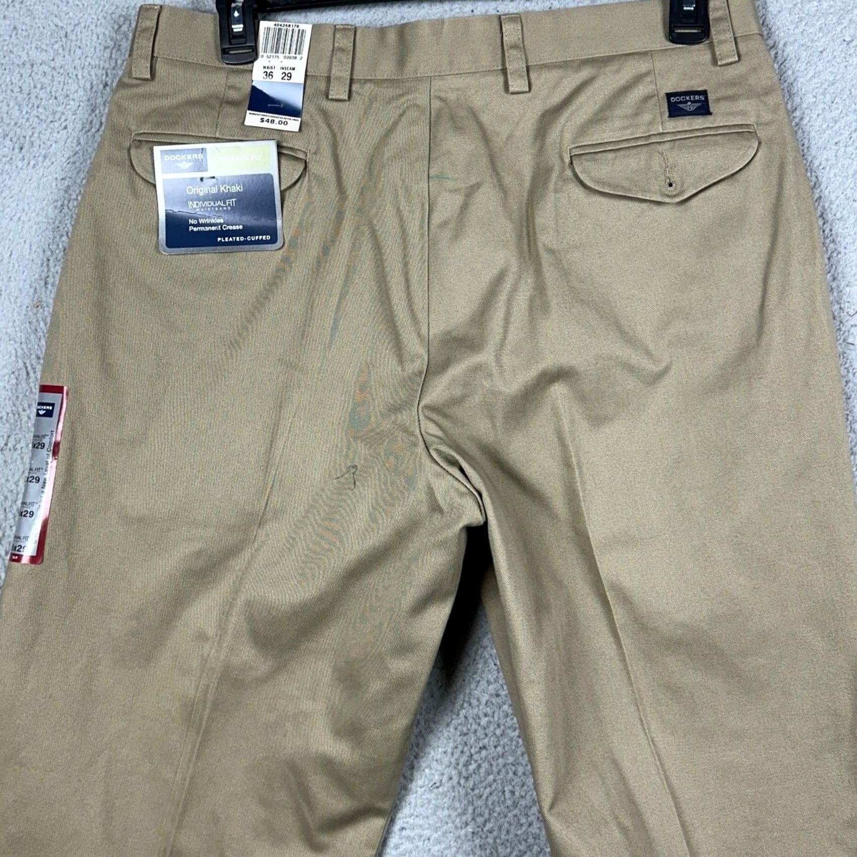 Dockers VINTAGE Dockers Original Khaki Relaxed Pants Mens 36X29 Tan Khakis Pleated Cuffed 100% Cotton Beige Size US 36 / EU 52 - 3 Thumbnail