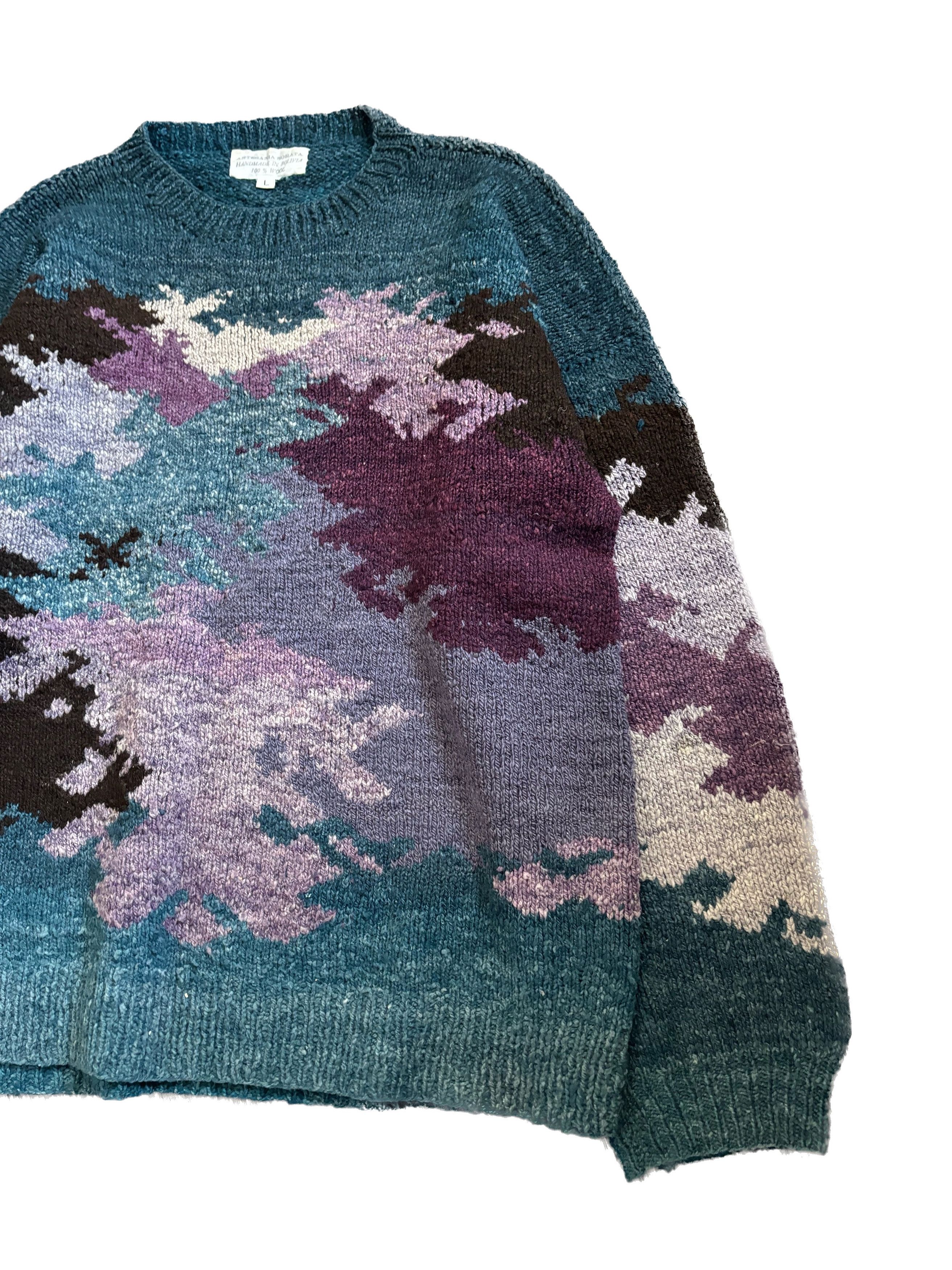 Handmade Wool Alpaca Heavyweight Multiblock Sweater Oversized Bolivia Size US M / EU 48-50 / 2 - 5 Thumbnail