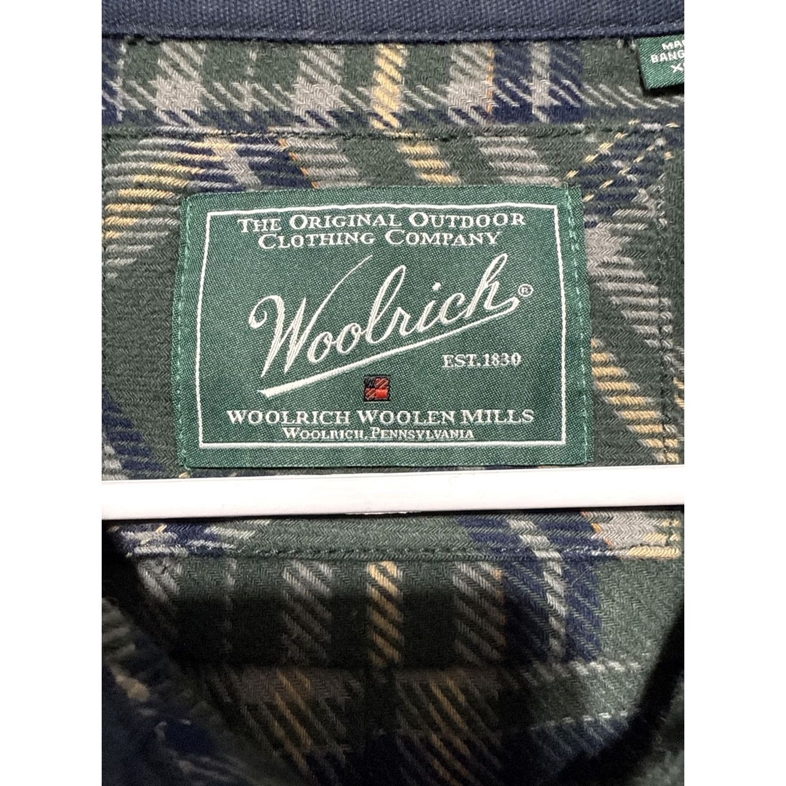 Vintage VINTAGE WOOLRICH SHIRT SHACKET Flannel Plaid Green/Blue Button-Up Side Pockets XL Mens Size US XL / EU 56 / 4 - 5 Thumbnail