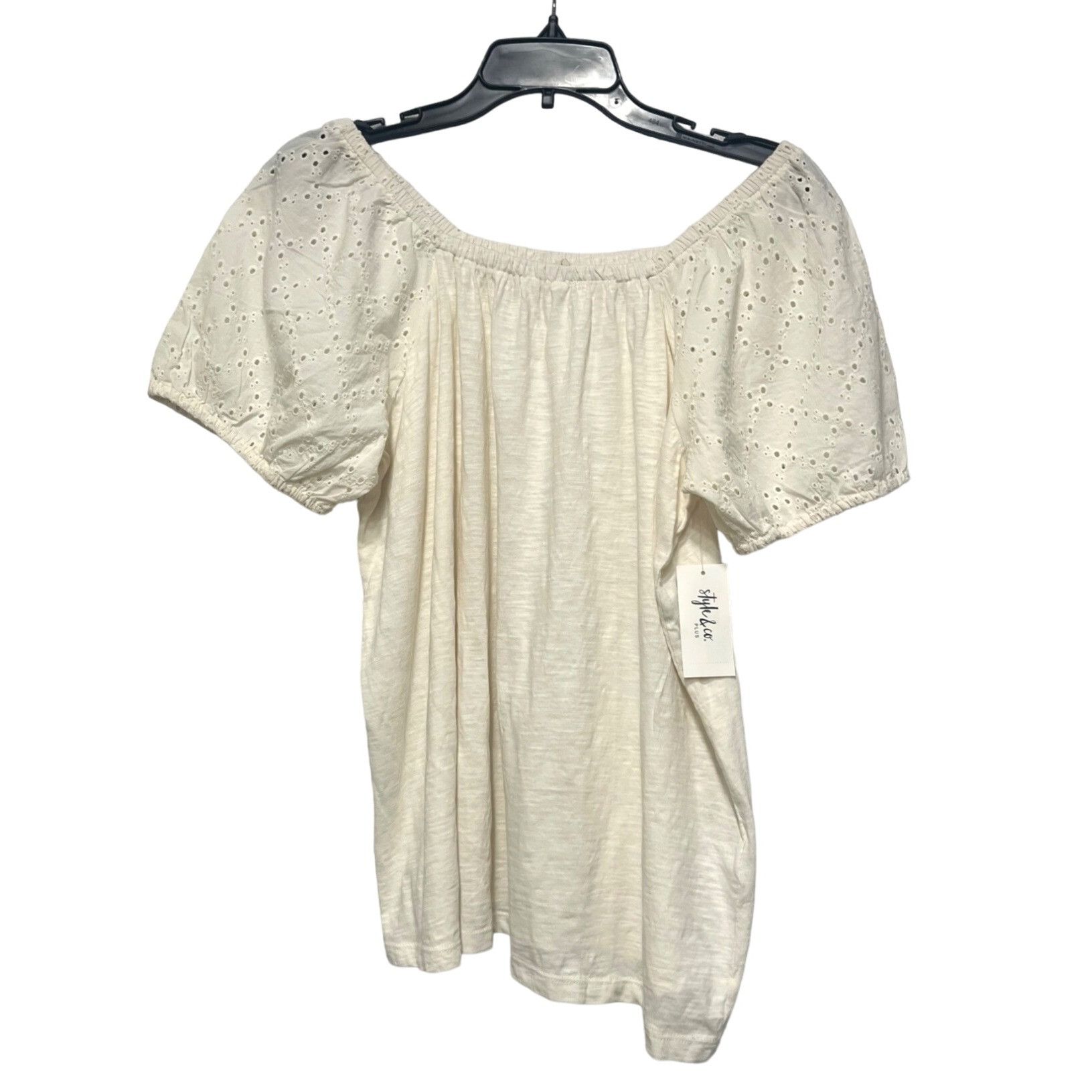 Other Style & Co Plus Size Cotton On Off Shoulder Top, Coconut Cre Size ONE SIZE - 2 Thumbnail
