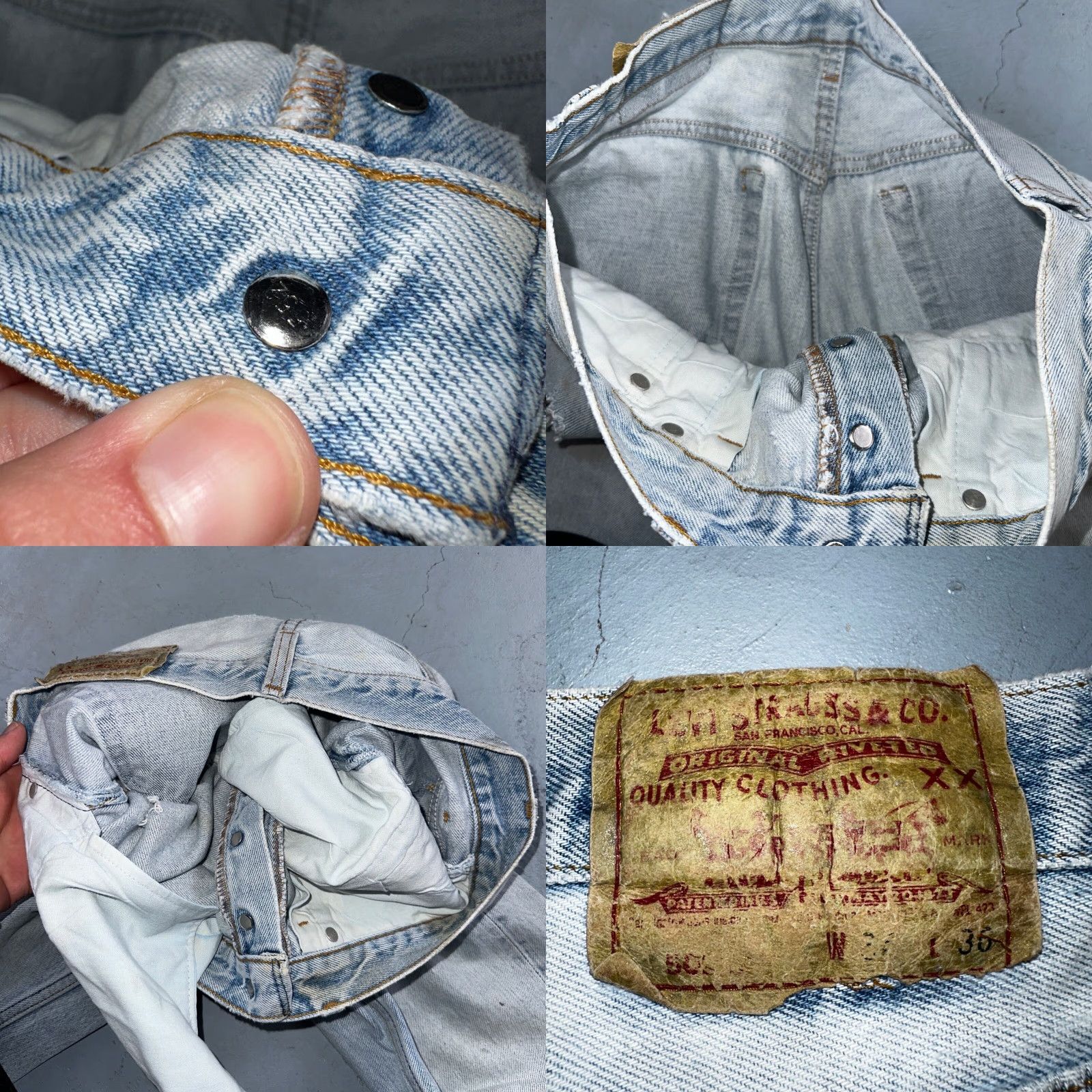 Levi's VINTAGE Levi's 501 Jeans - Levi's 501 Series - 34x36 - 90s USA - Light Blue Denim Straight Fit Men's Jeans Size US 34 / EU 50 - 9 Thumbnail