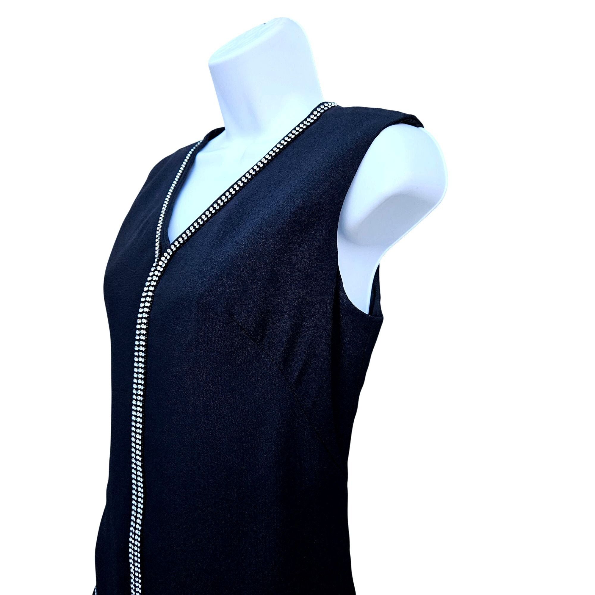 Other vtg RETRO Cocktail LBD Sleeveless Mini Dress Black & Rhinest Size M / US 6-8 / IT 42-44 - 6 Thumbnail