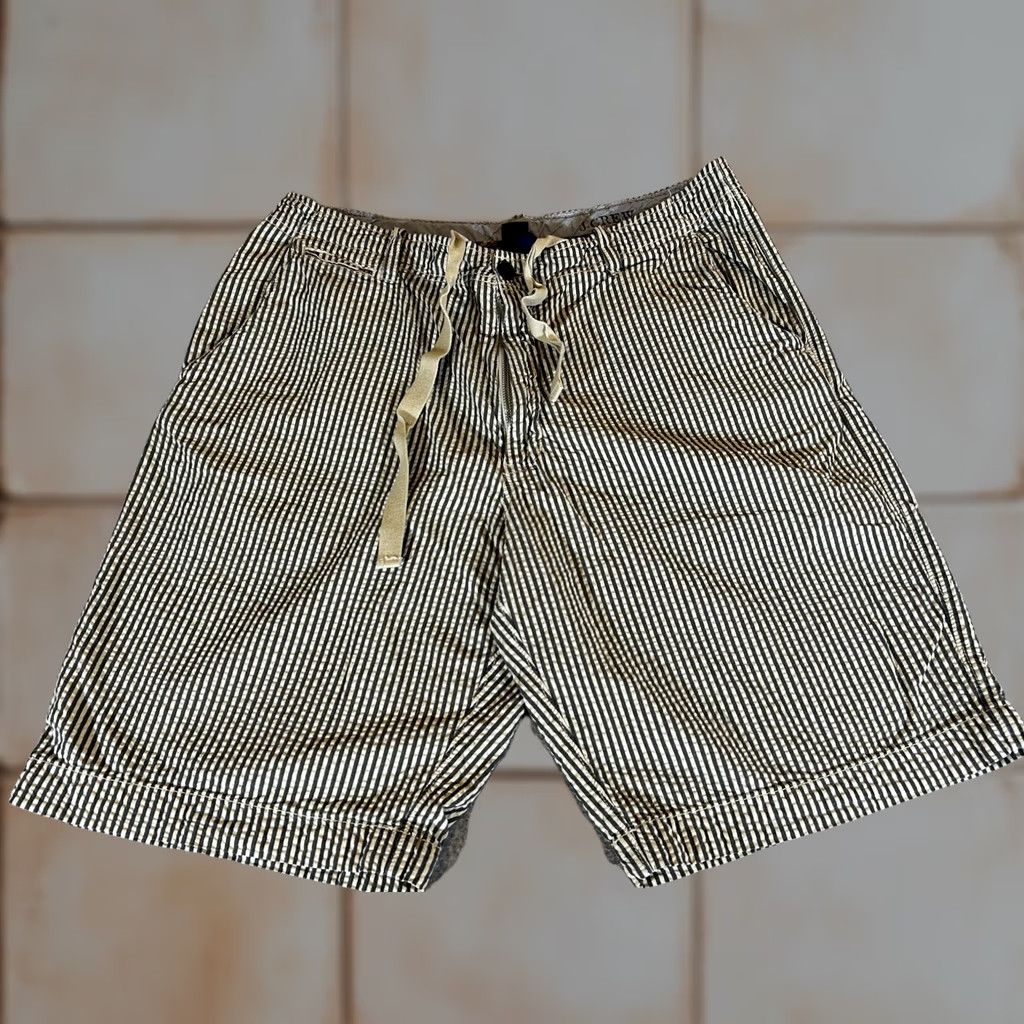 J.Crew J.Crew Mens 36 Striped Chino Shorts Seersucker Drawstring Flat Front Beige Vintage - Casual Summer Mens 36W Shorts Size US 36 / EU 52 - 1 Thumbnail
