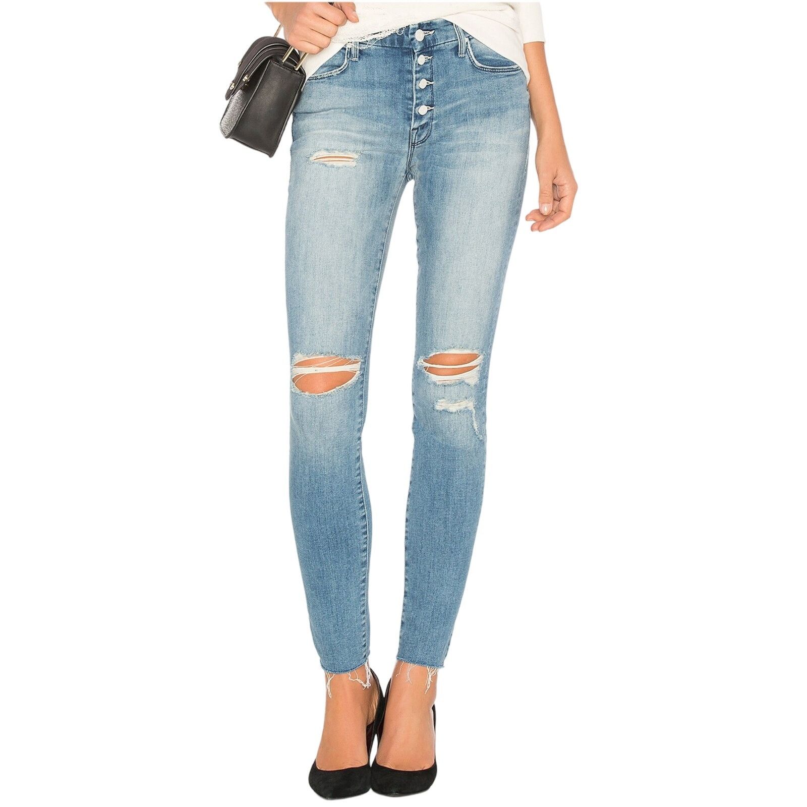 image of Mother The Pixie Fray Distressed In Lose Control in Blue, Women's (Size 26)