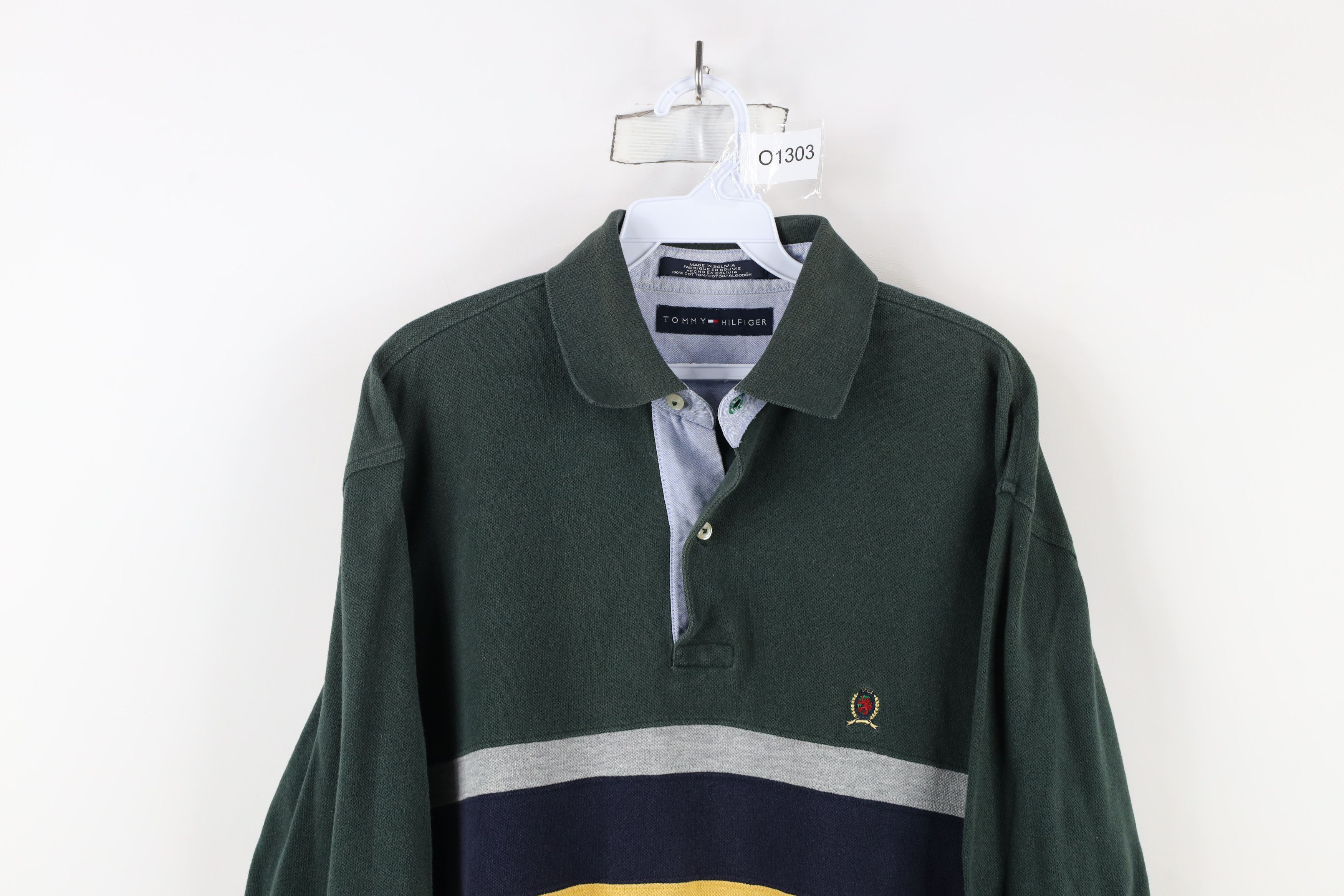 Tommy Hilfiger × Vintage Vintage Tommy Hilfiger Striped Block Long Sleeve Rugby Polo Size US M / EU 48-50 / 2 - 2 Thumbnail