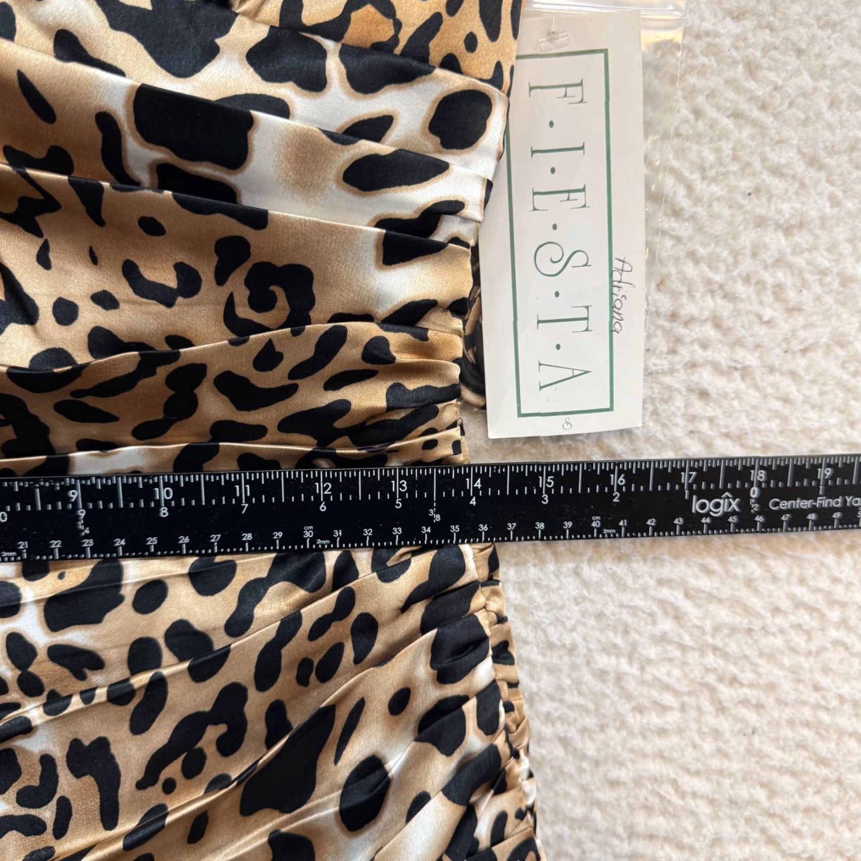 Vintage VINTAGE 90s Y2K Strapless Mini Dress Cheetah Leopard Beige Satin Fiesta S Small Women/Mens? Size S / US 4 / IT 40 - 7 Thumbnail