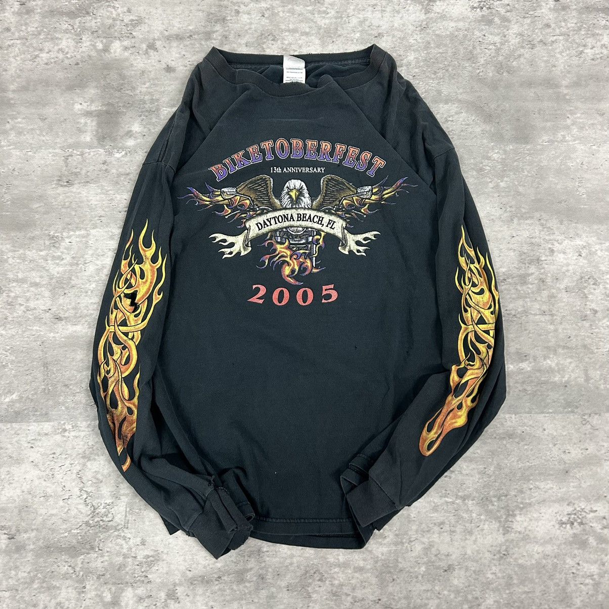 Vintage vintage Harley Davidson style long sleeve flame shirt Sz xl Size US XL / EU 56 / 4 - 1 Thumbnail