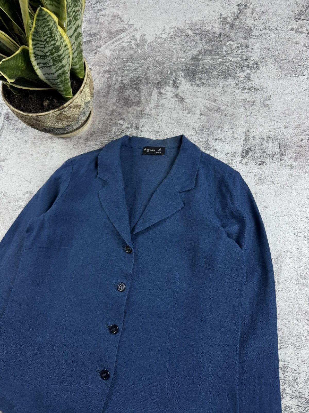 agnes b. Vintage 90S Agnes B Paris LINEN Cropped Blazer Coat Jacket Size M / US 6-8 / IT 42-44 - 8 Thumbnail