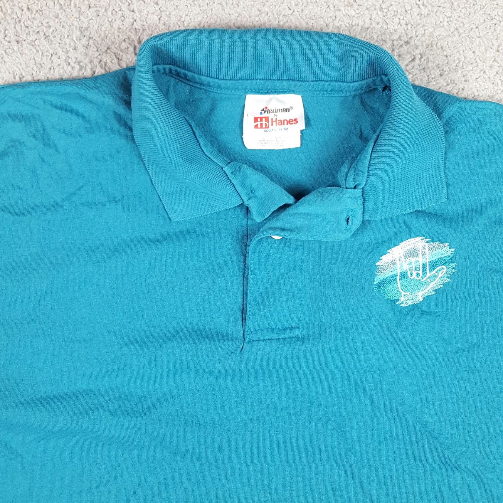 Vintage VINTAGE 80s Stedman ASL I Love You Hand Polo Shirt Sz Small Blue Surf Casual Mens Size US S / EU 44-46 / 1 - 2 Thumbnail