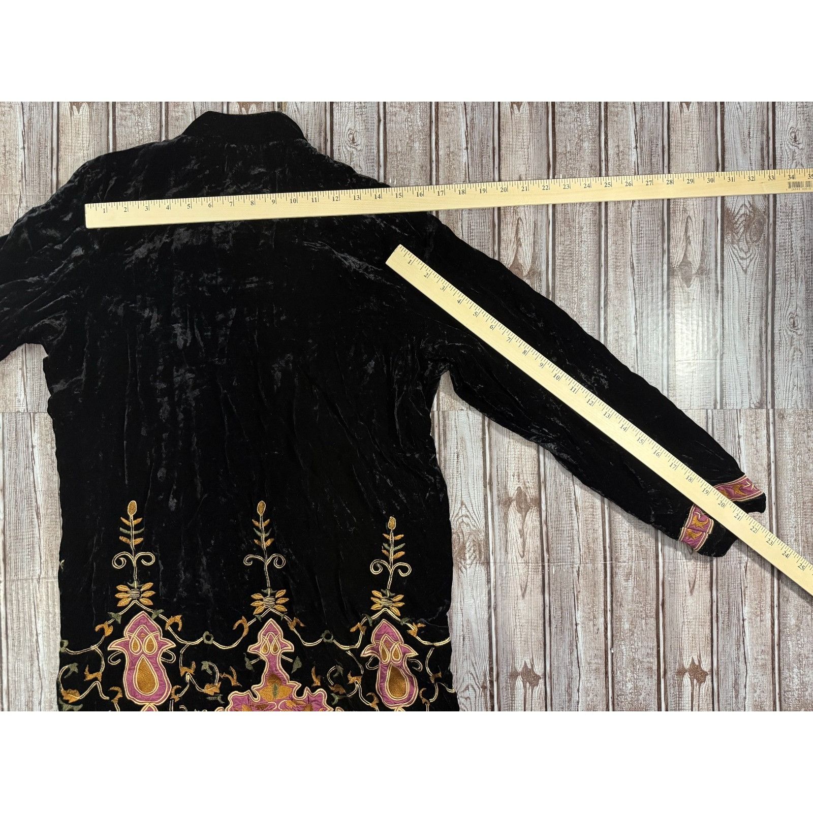 Other Citron Santa Monica Silk Rayon Velvet embroidered long Jacke Size M / US 6-8 / IT 42-44 - 6 Thumbnail