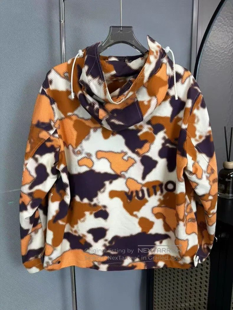 Louis Vuitton Map print orange camouflage assault jacket