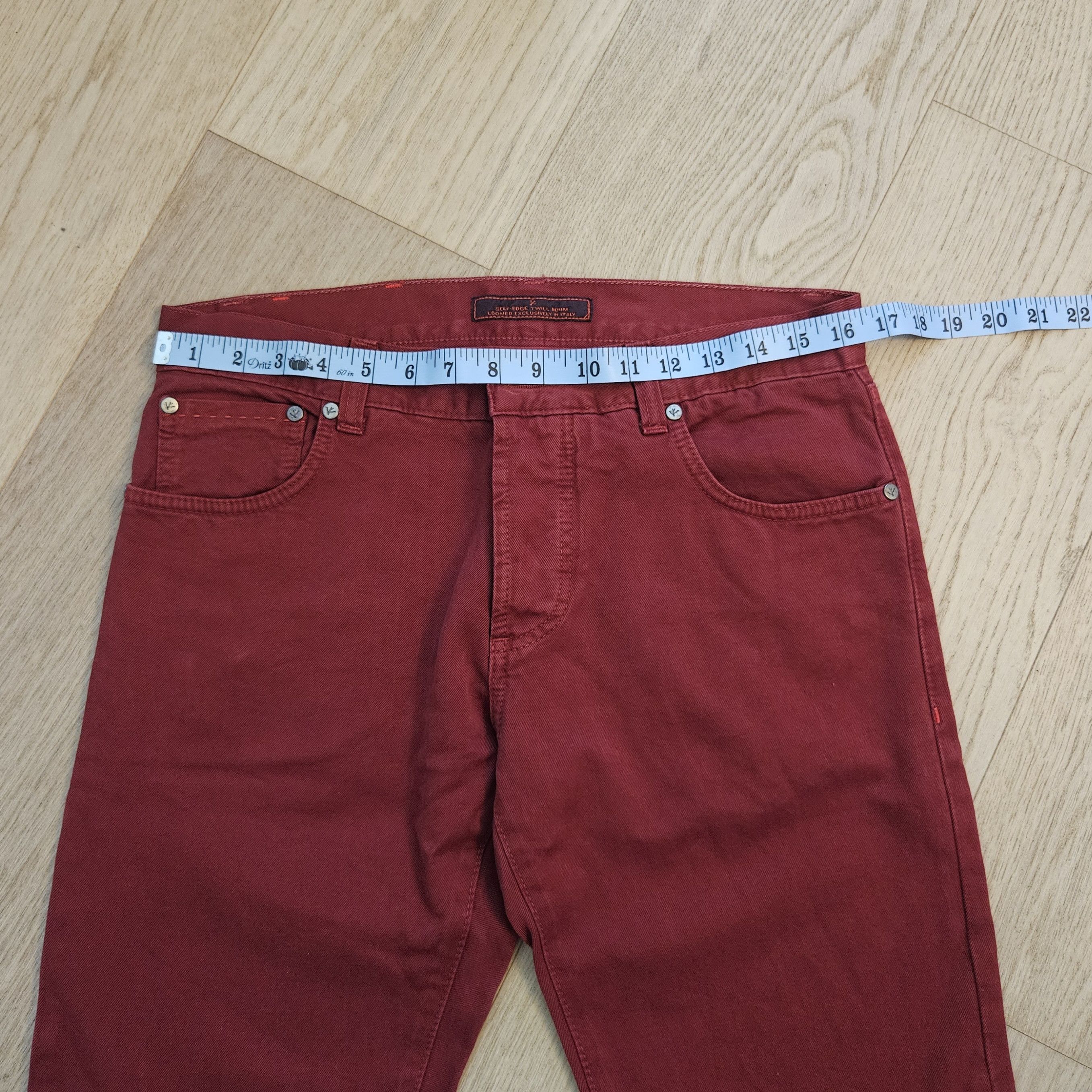 Isaia Isaia Burgundy 5-Pocket Cotton Jeans – Size 32 (48 EU) Size US 32 / EU 48 - 13 Thumbnail