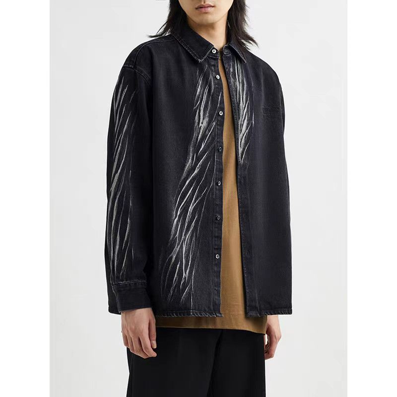 Xander Zhou Xander Zhou Men's Black Washed Denim Shirt Jacket K9 Size US M / EU 48-50 / 2 - 1 Thumbnail