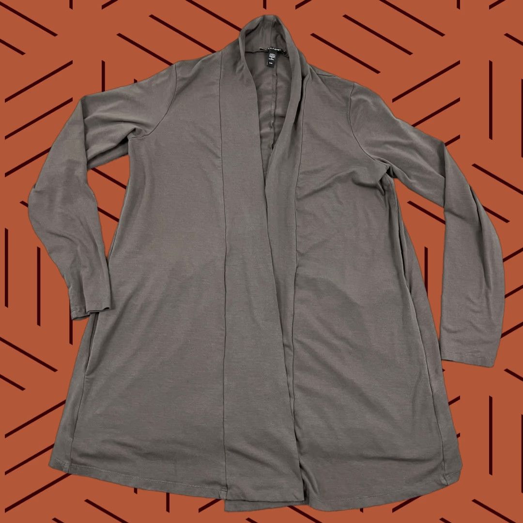 Eileen Fisher Eileen Fisher Cardigan Open Front Womens Medium Brown Pockets Stretch Drape Dust Size M / US 6-8 / IT 42-44 - 1 Thumbnail