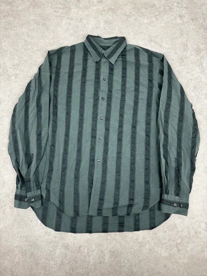 Emporio Armani 1990s Emporio Armani Grey Relief Striped Shirt Size US XL / EU 56 / 4 - 1 Thumbnail