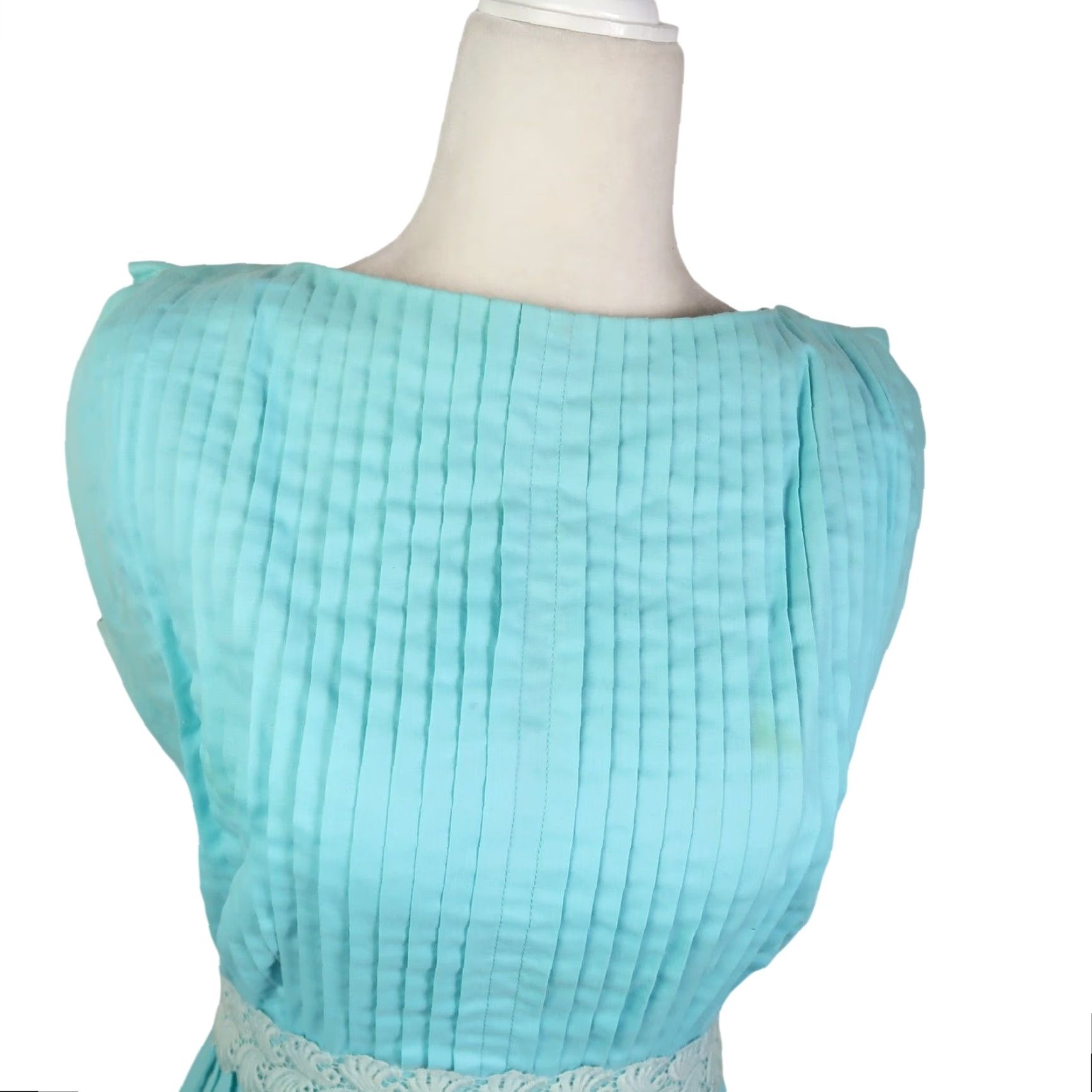 Vintage VINTAGE 60s J. Harlan Turquoise Blue Pleated A-Line Midi Dresses S Sleeveless Zip Back Size S / US 4 / IT 40 - 2 Thumbnail