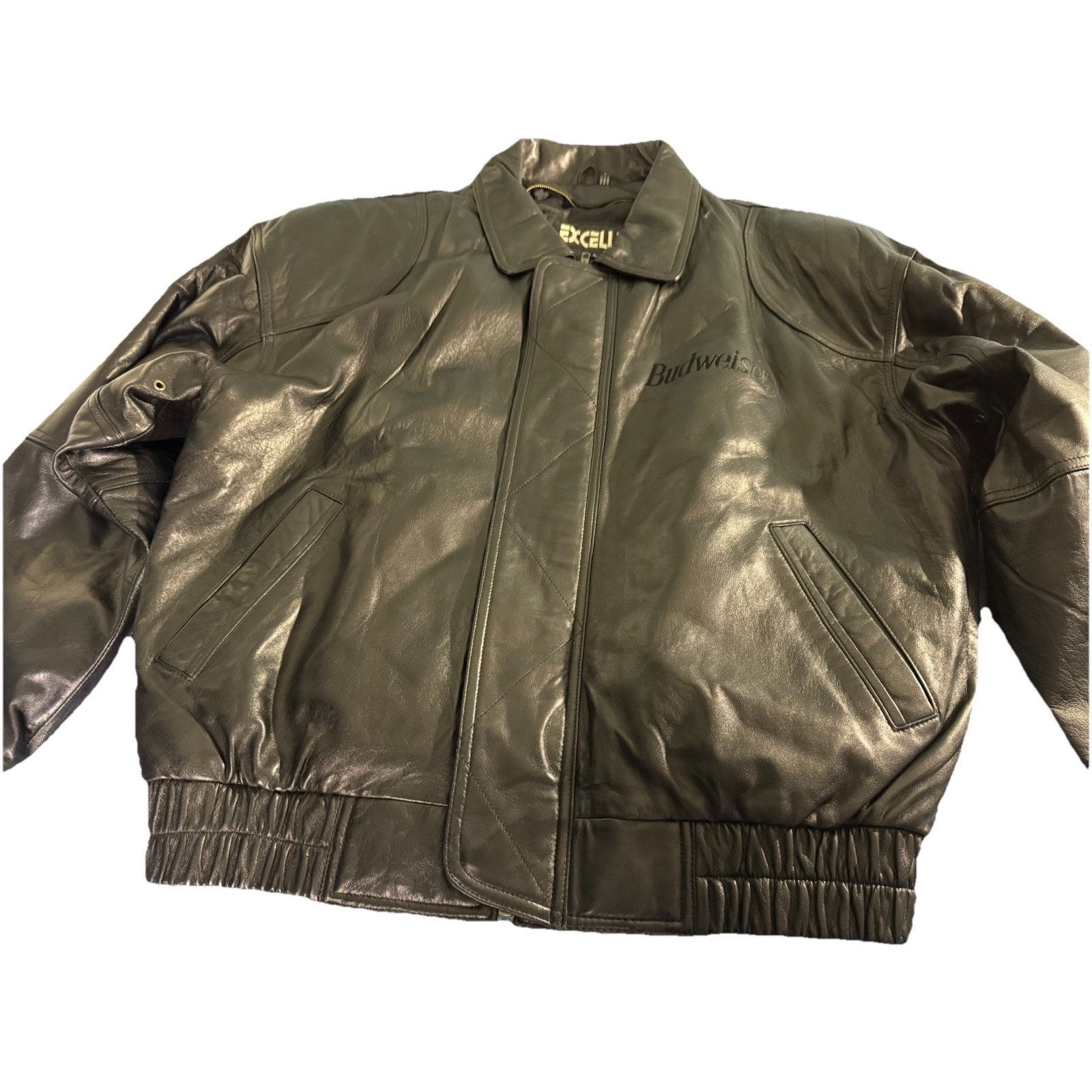 Excelled Excelled Budweiser Genuine Lambskin Leather Bomber Jacket Size US L / EU 52-54 / 3 - 2 Thumbnail